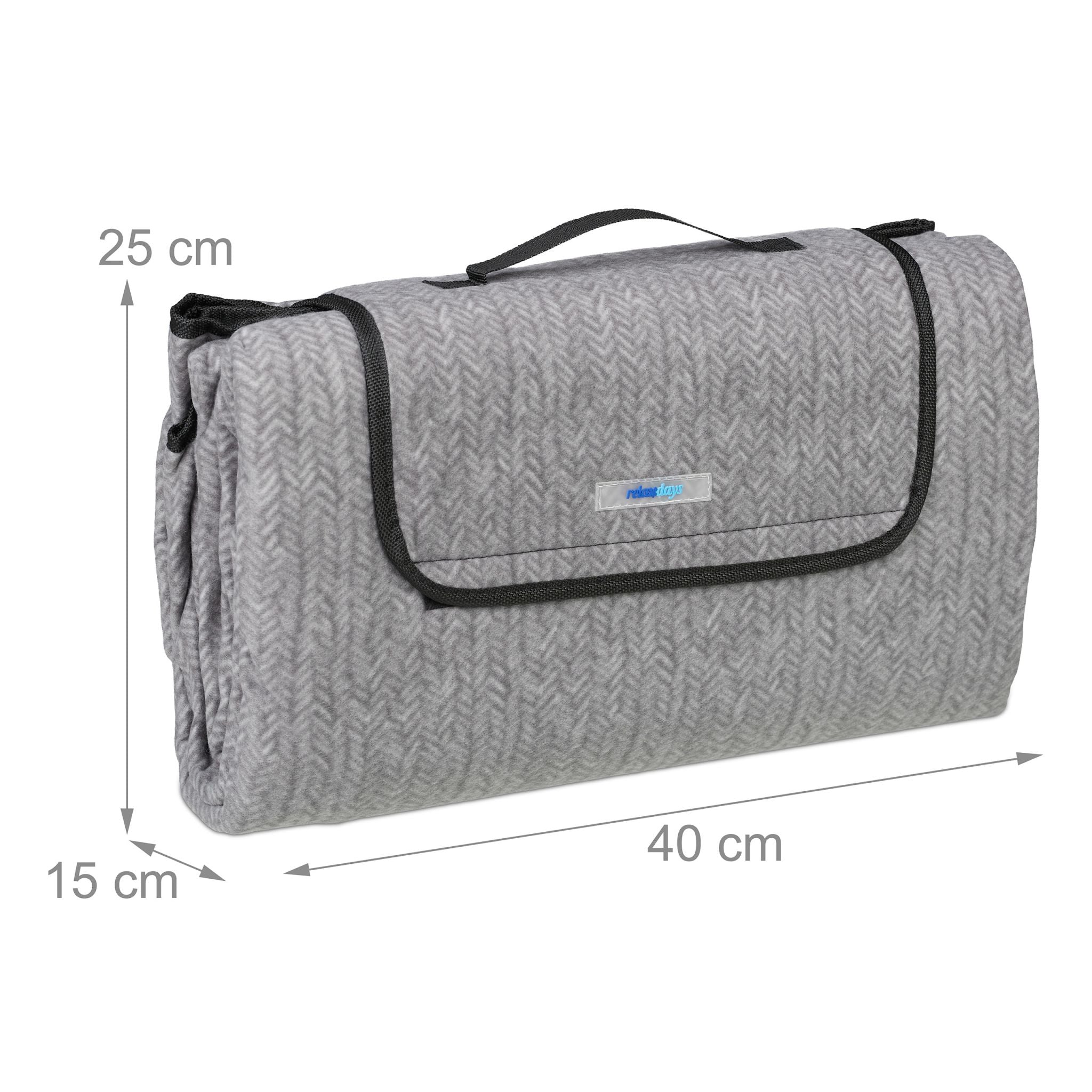 Picknickdecke Fleece Grau von Relaxdays