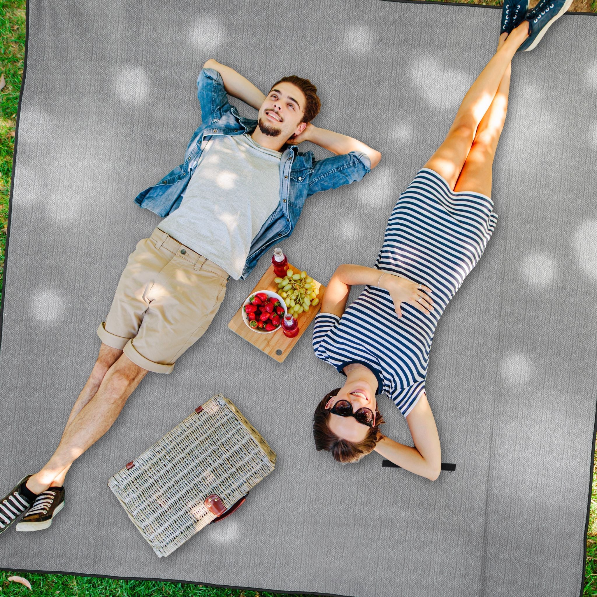 Picknickdecke Fleece Grau von Relaxdays