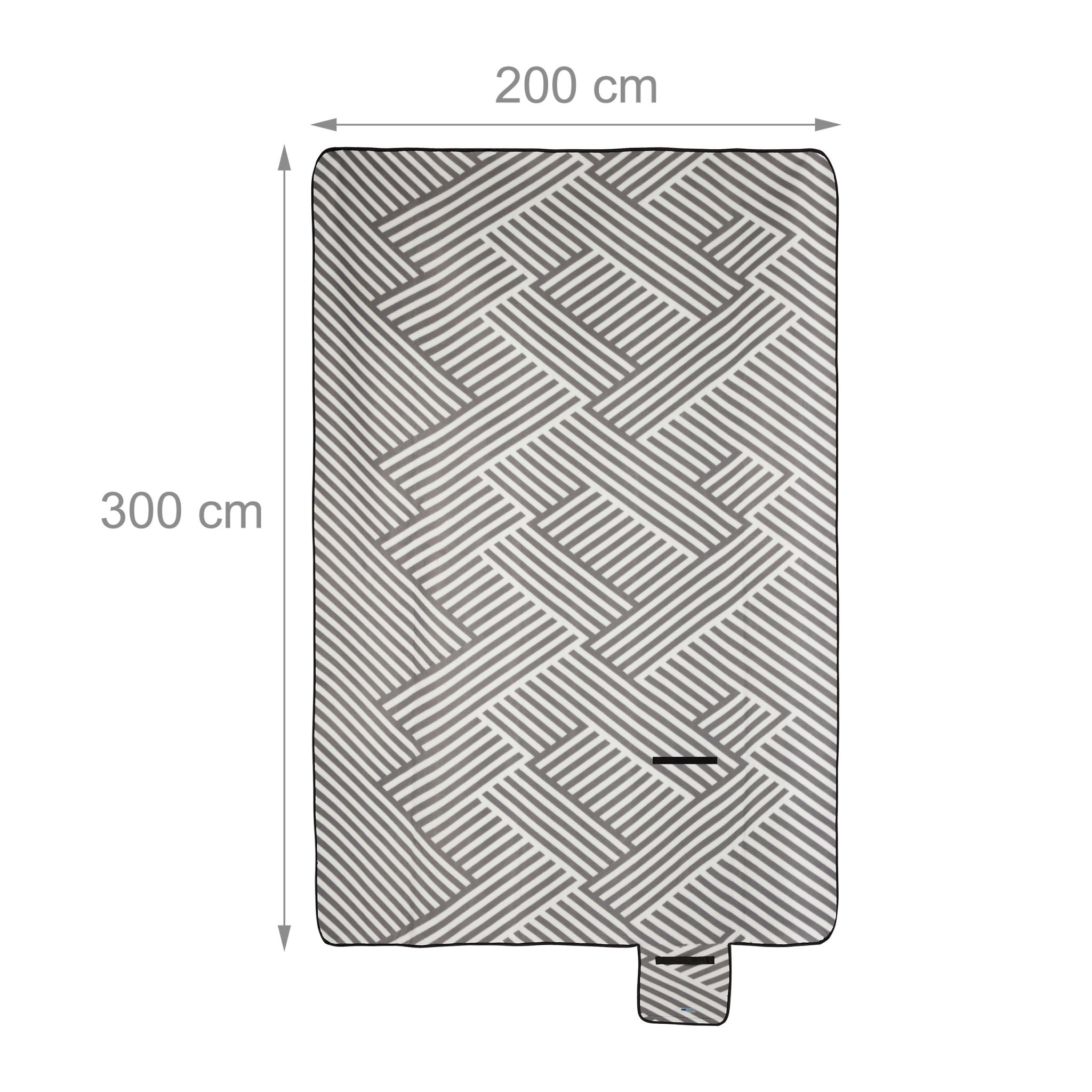 Picknickdecke XXL 200x300cm Weiss-Grau von Relaxdays