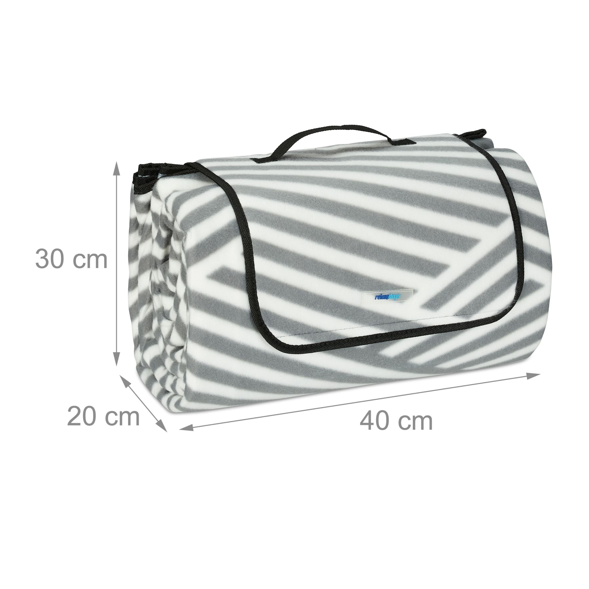 Picknickdecke XXL 200x300cm Weiss-Grau von Relaxdays