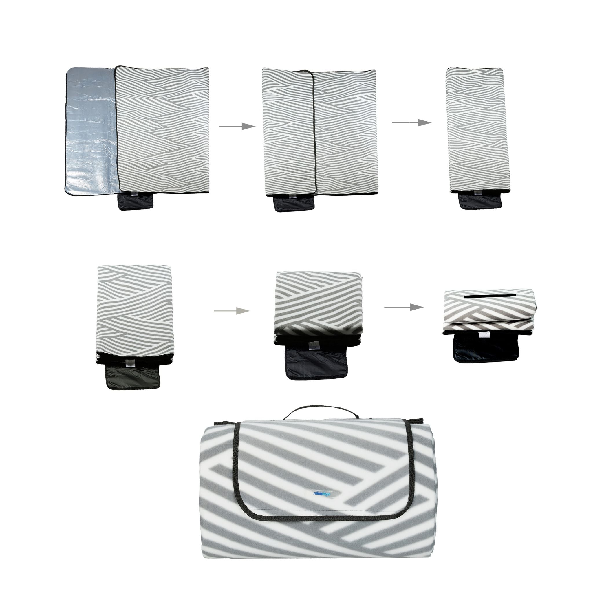 Picknickdecke XXL 200x300cm Weiss-Grau von Relaxdays