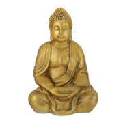 Grosse Buddha Figur Garten 70cm Gold von Relaxdays