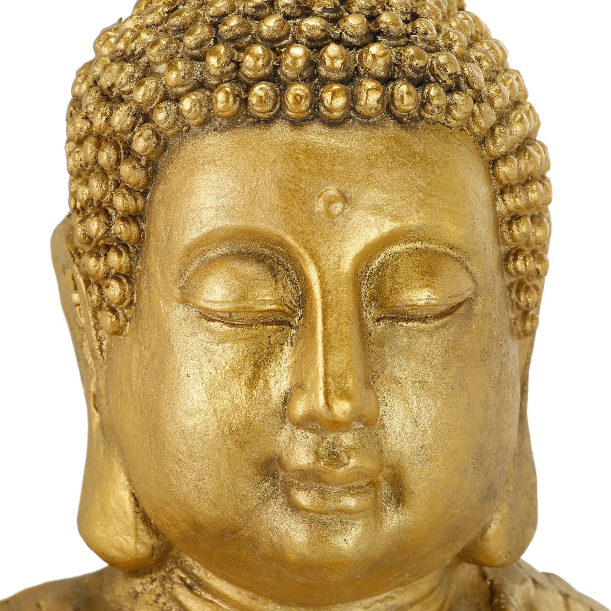 Grosse Buddha Figur Garten 70cm Gold von Relaxdays