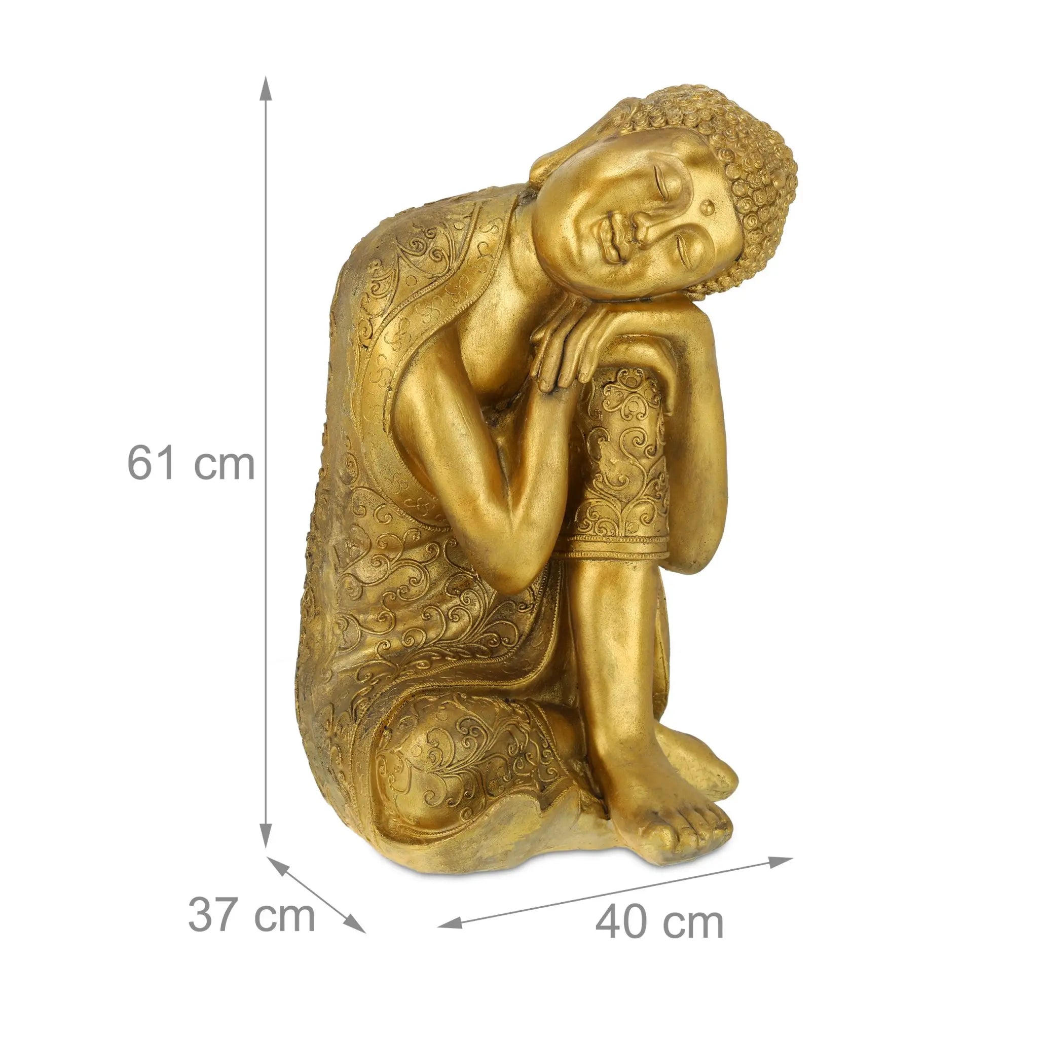 Buddha Figur mit geneigtem Kopf 60cm Gold von Relaxdays