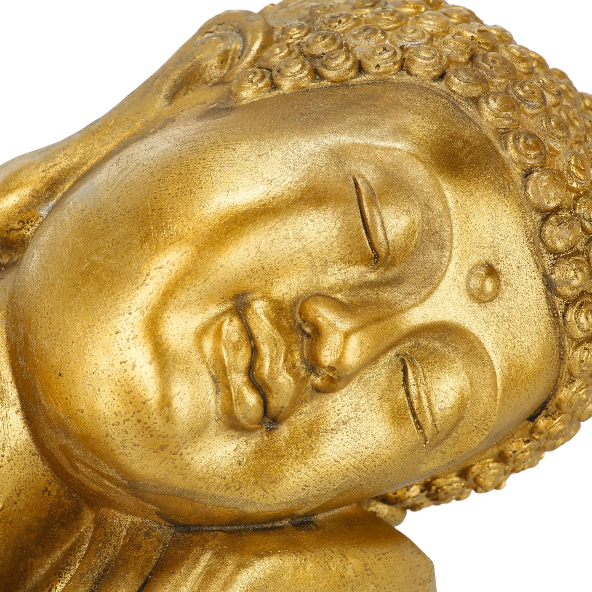 Buddha Figur mit geneigtem Kopf 60cm Gold von Relaxdays