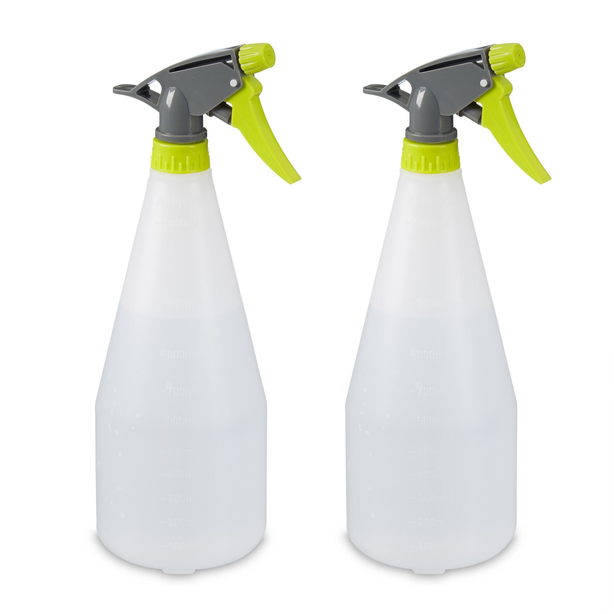 Sprühflasche 1 l 2er-Set Weiss-Grün-Grau von Relaxdays