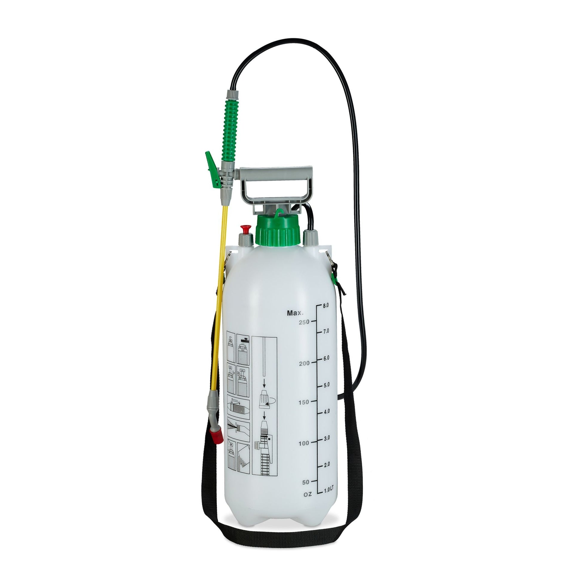 Drucksprüher 8 Liter Weiss-Gelb-Grün von Relaxdays