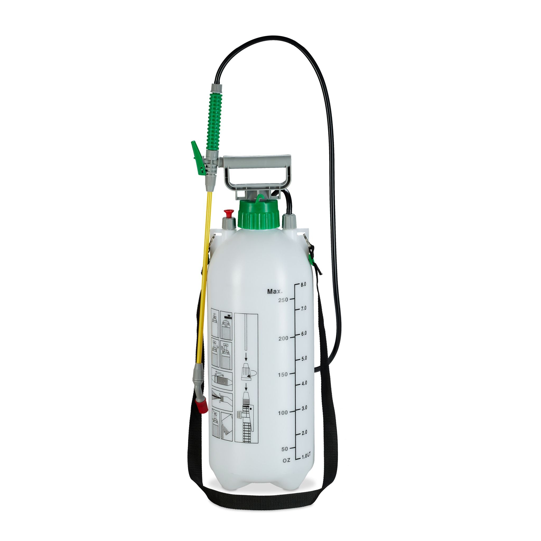 Drucksprüher 8 Liter Weiss-Gelb-Grün von Relaxdays