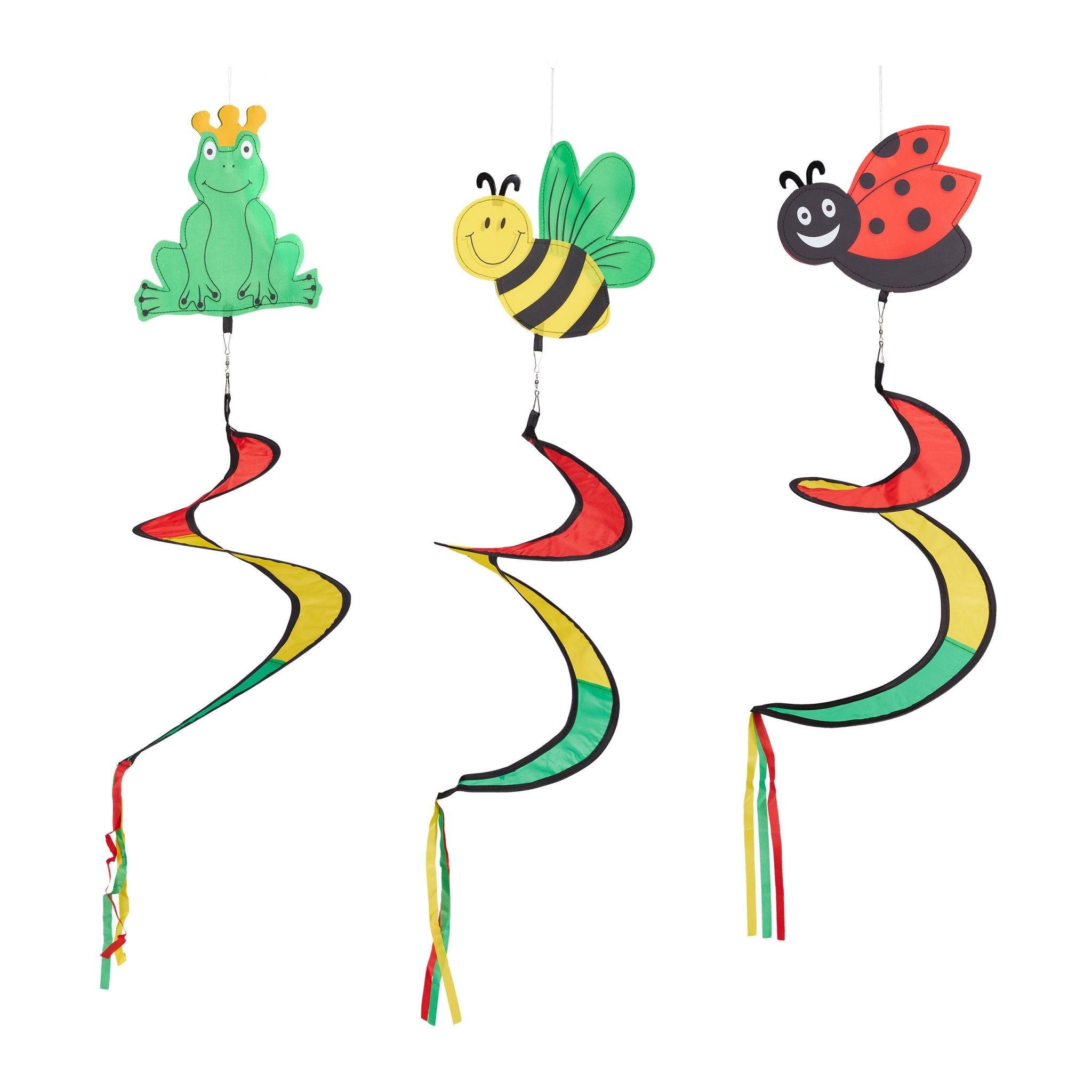 Windspiel Spirale Tiermotive 3er-Set Gelb-Grün-Rot von Relaxdays