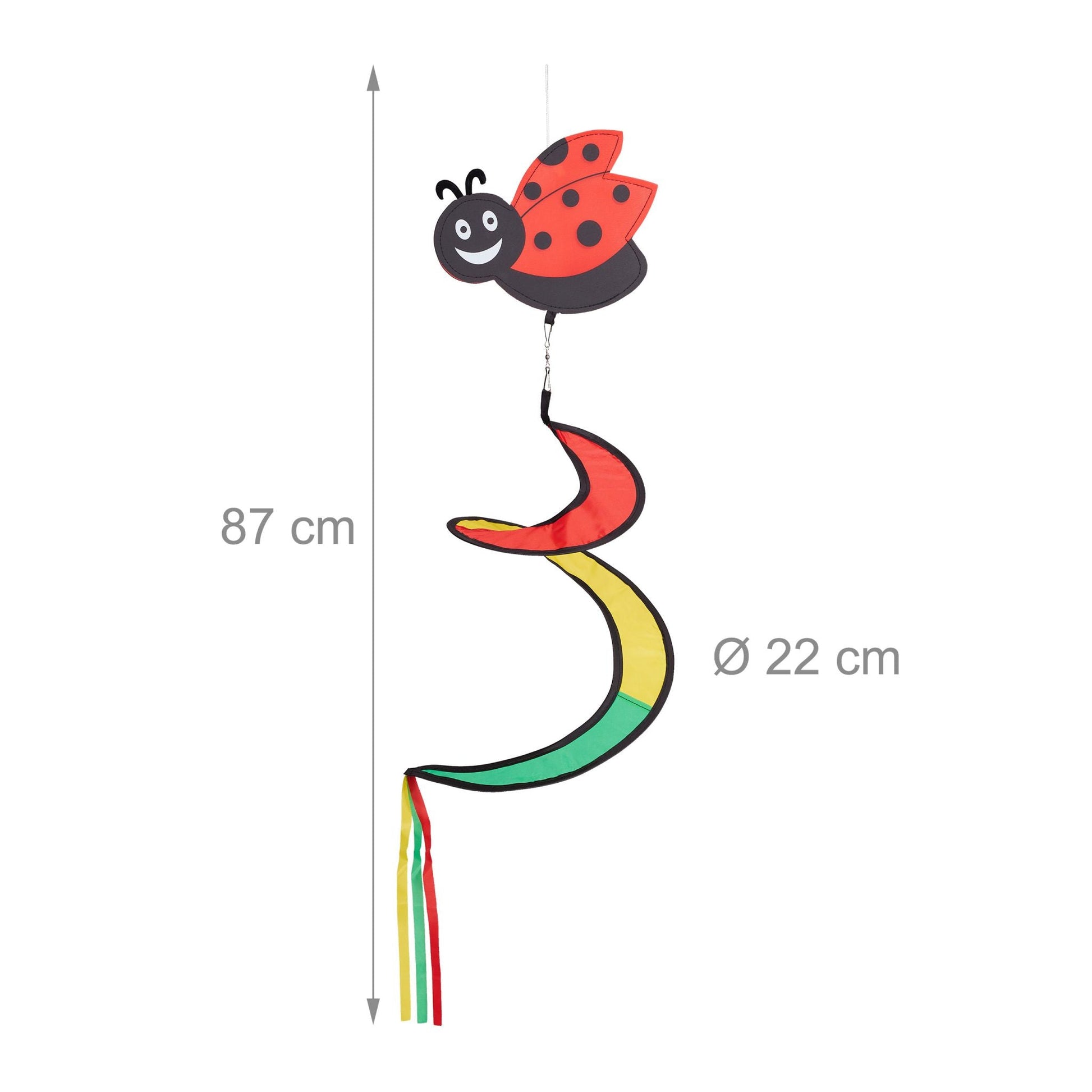 Windspiel Spirale Tiermotive 3er-Set Gelb-Grün-Rot von Relaxdays