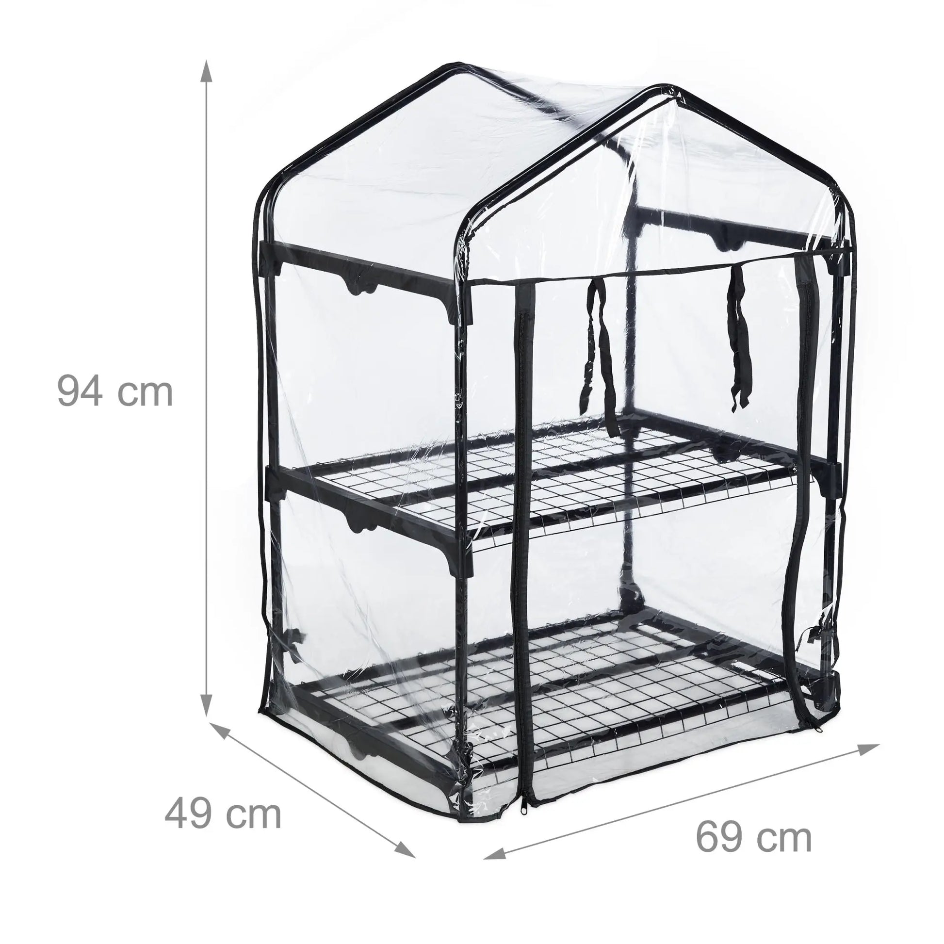 Gewächshaus für Balkon mit 2 Ebenen Schwarz-Transparent von Relaxdays