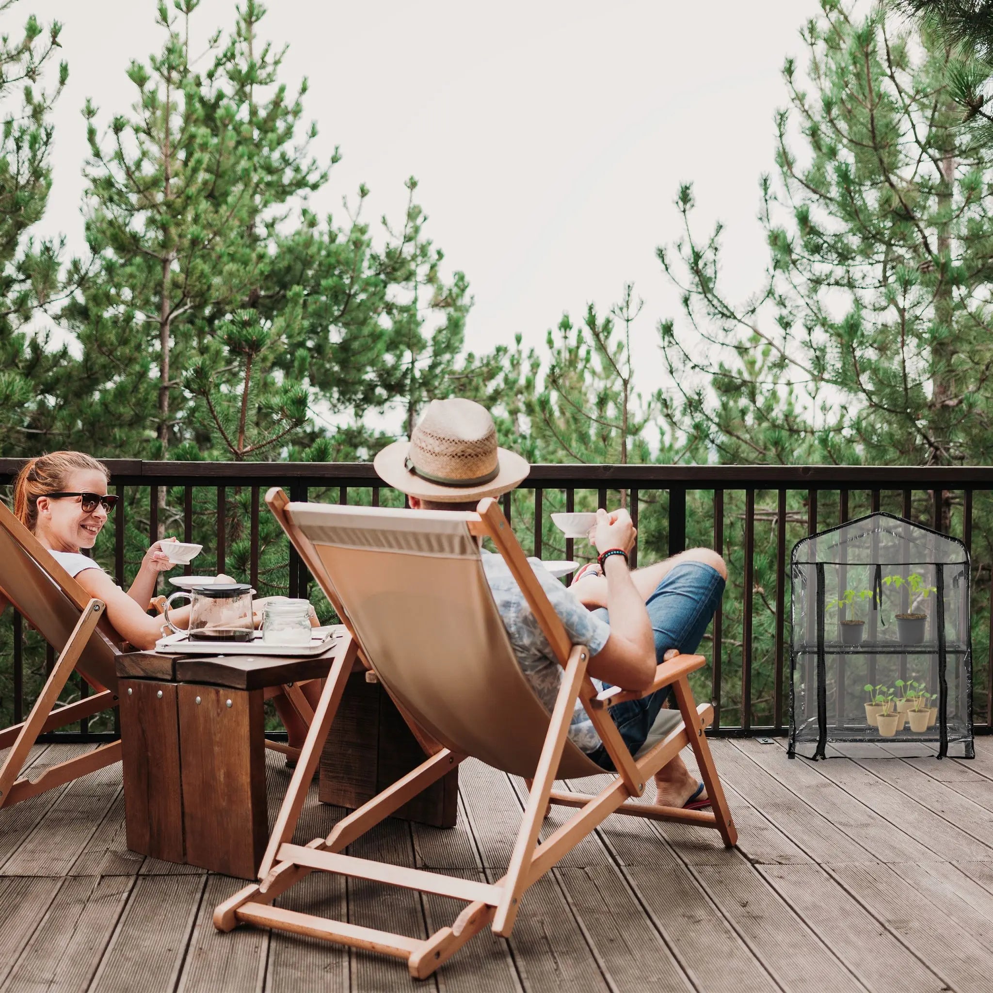 Gewächshaus für Balkon mit 2 Ebenen Schwarz-Transparent von Relaxdays