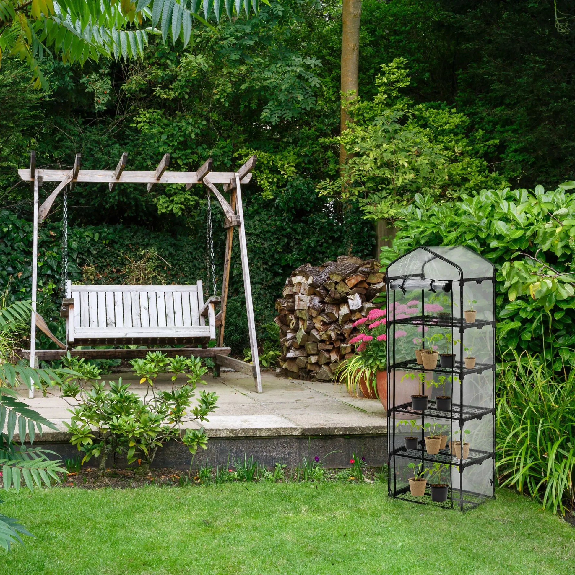 Balkon Gewächshaus mit PVC-Folie Schwarz-Transparent von Relaxdays