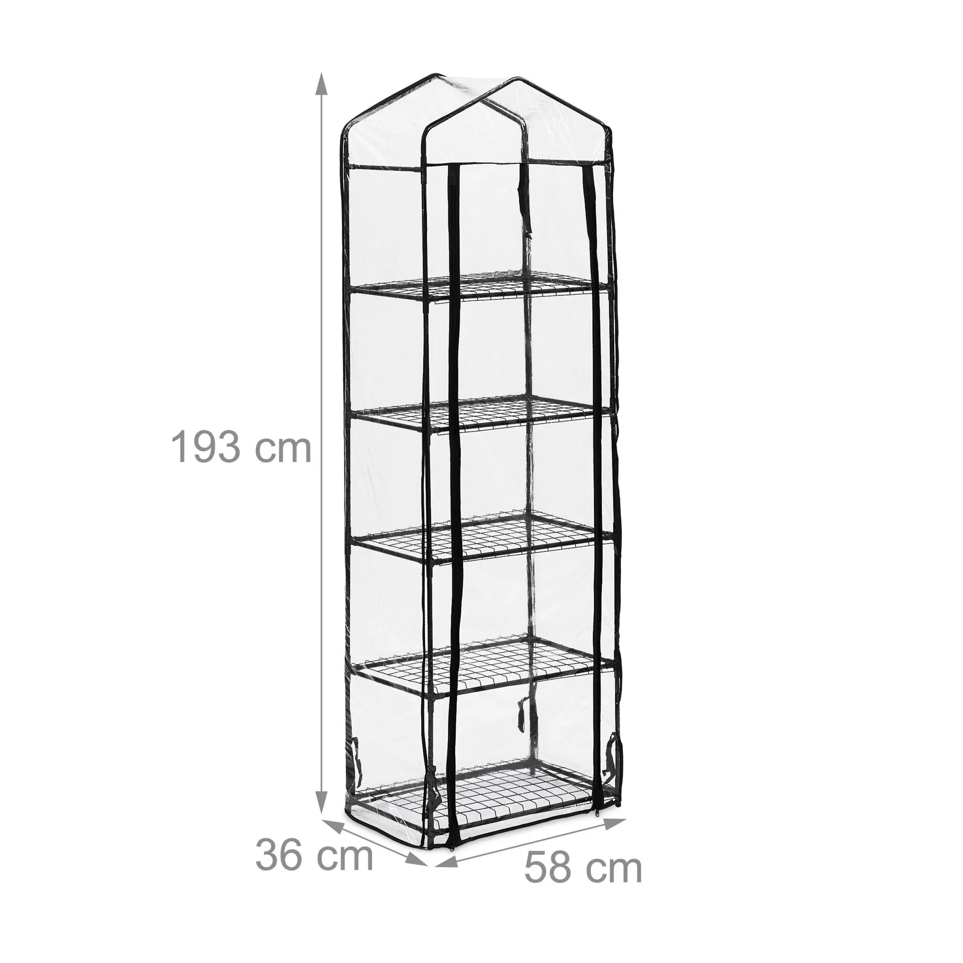 Balkon Gewächshaus mit PVC-Folie Schwarz-Transparent von Relaxdays