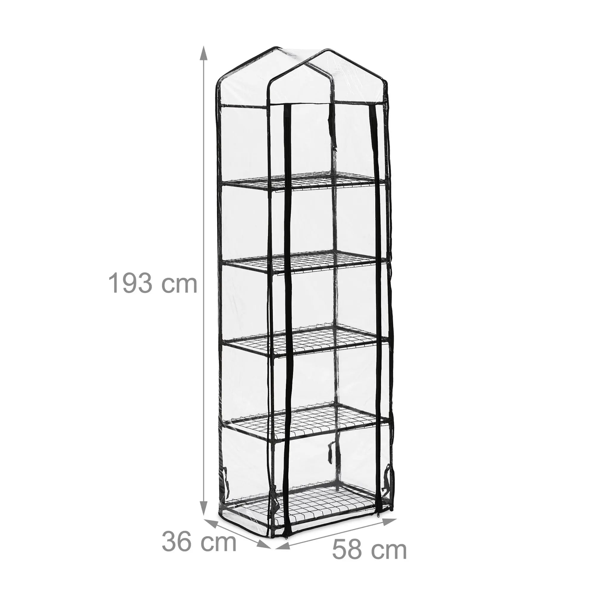 Balkon Gewächshaus mit PVC-Folie Schwarz-Transparent von Relaxdays