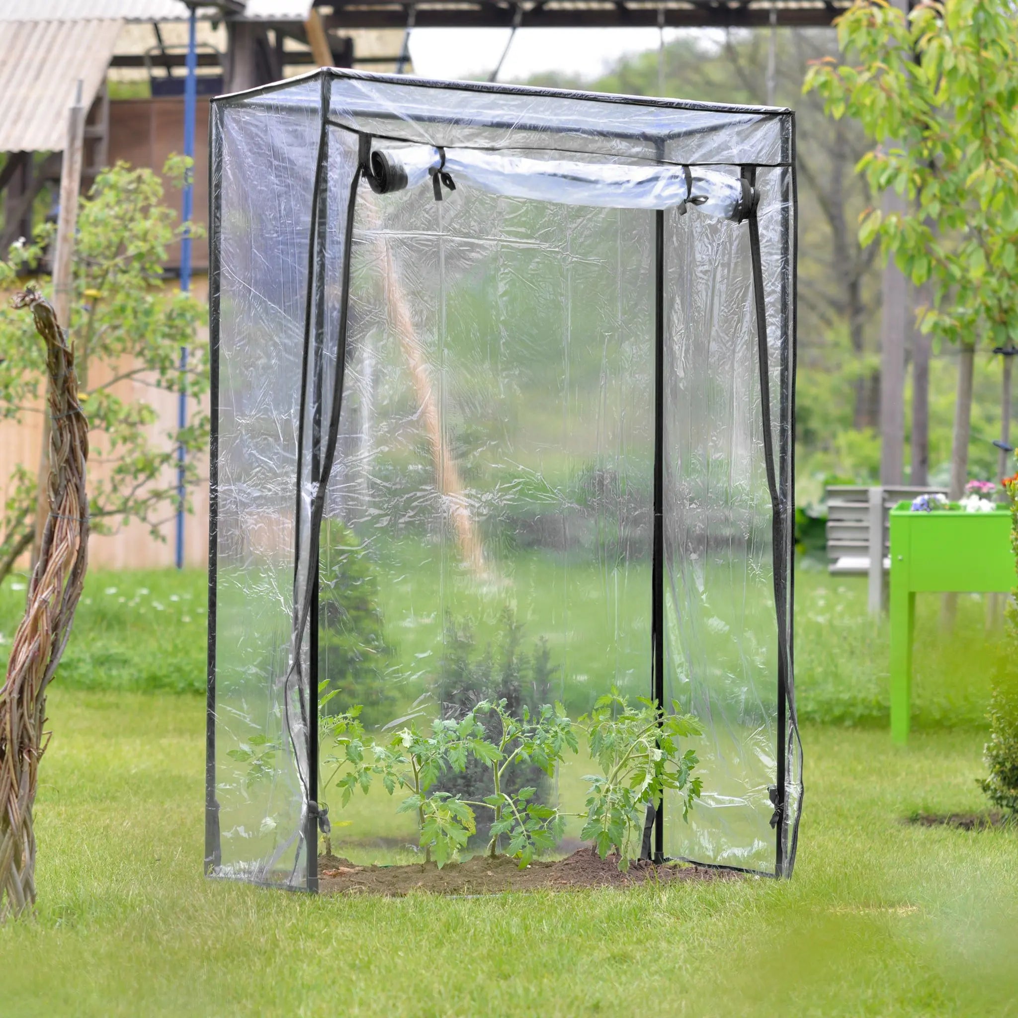 Tomatengewächshaus mit PVC-Folie Schwarz-Transparent von Relaxdays