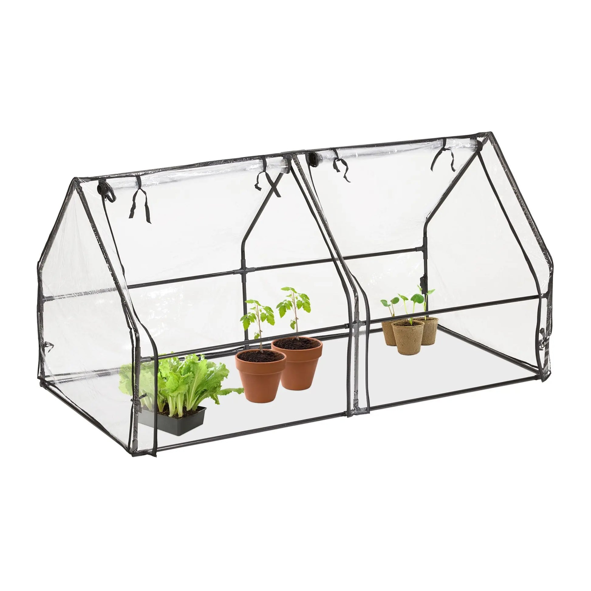 Folienfrühbeet PVC mit 2 Türen Schwarz-Transparent von Relaxdays