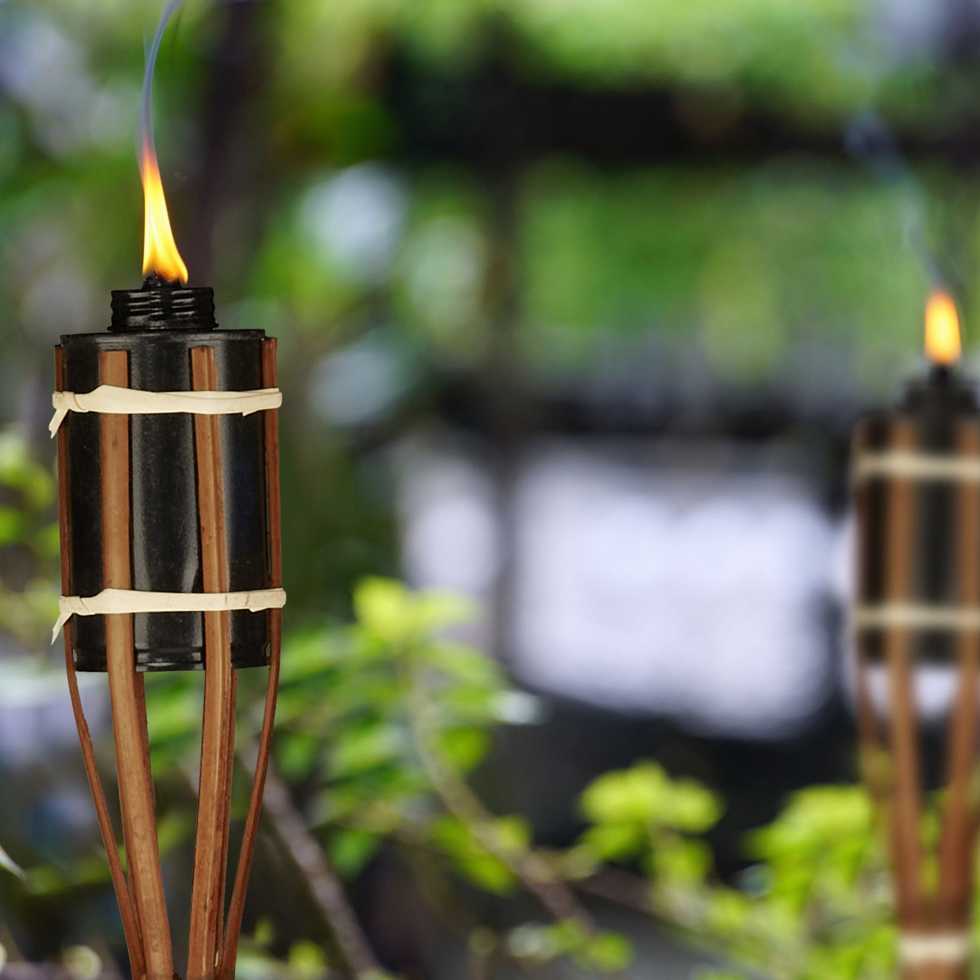 Gartenfackeln Bambus 10er-Set Braun-Schwarz von Relaxdays
