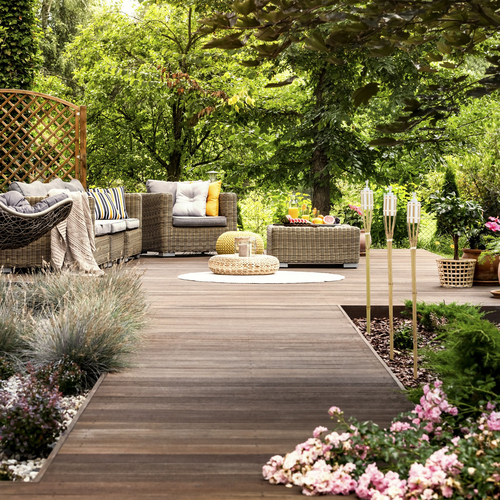 Gartenfackel 10er-Set Natur Weiss-Hellbraun von Relaxdays