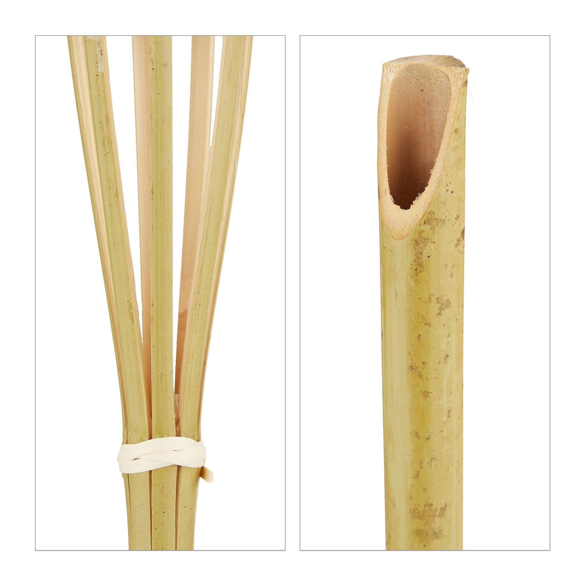Gartenfackel 10er-Set Natur Weiss-Hellbraun von Relaxdays