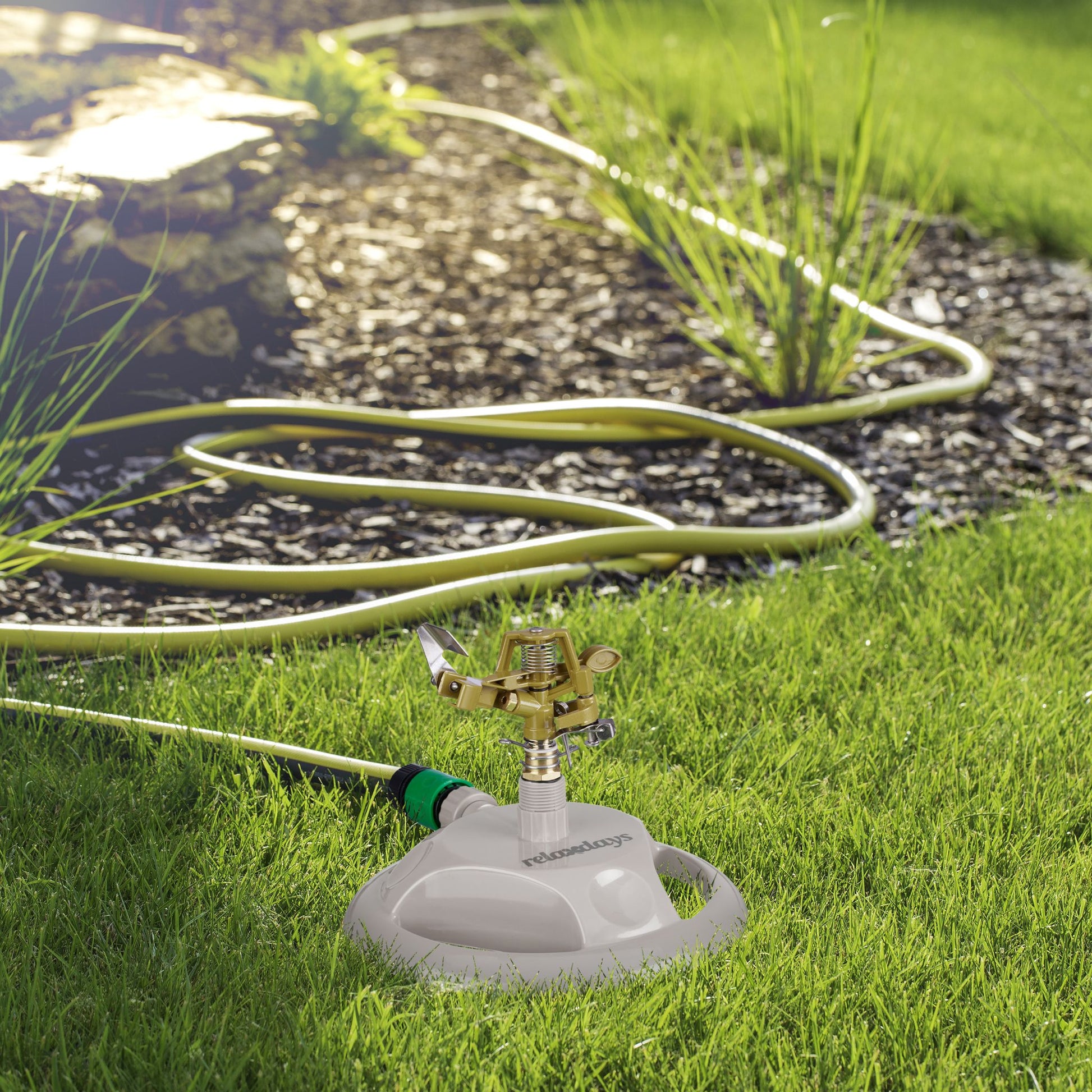 Rasensprenger Impulsregner Gold-Grau von Relaxdays