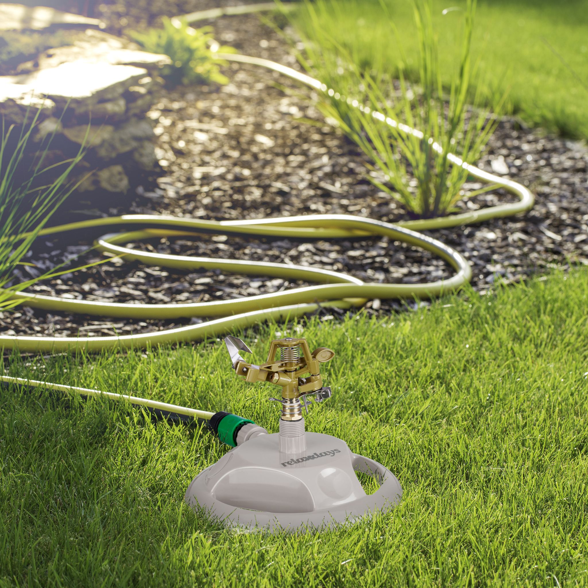 Rasensprenger Impulsregner Gold-Grau von Relaxdays