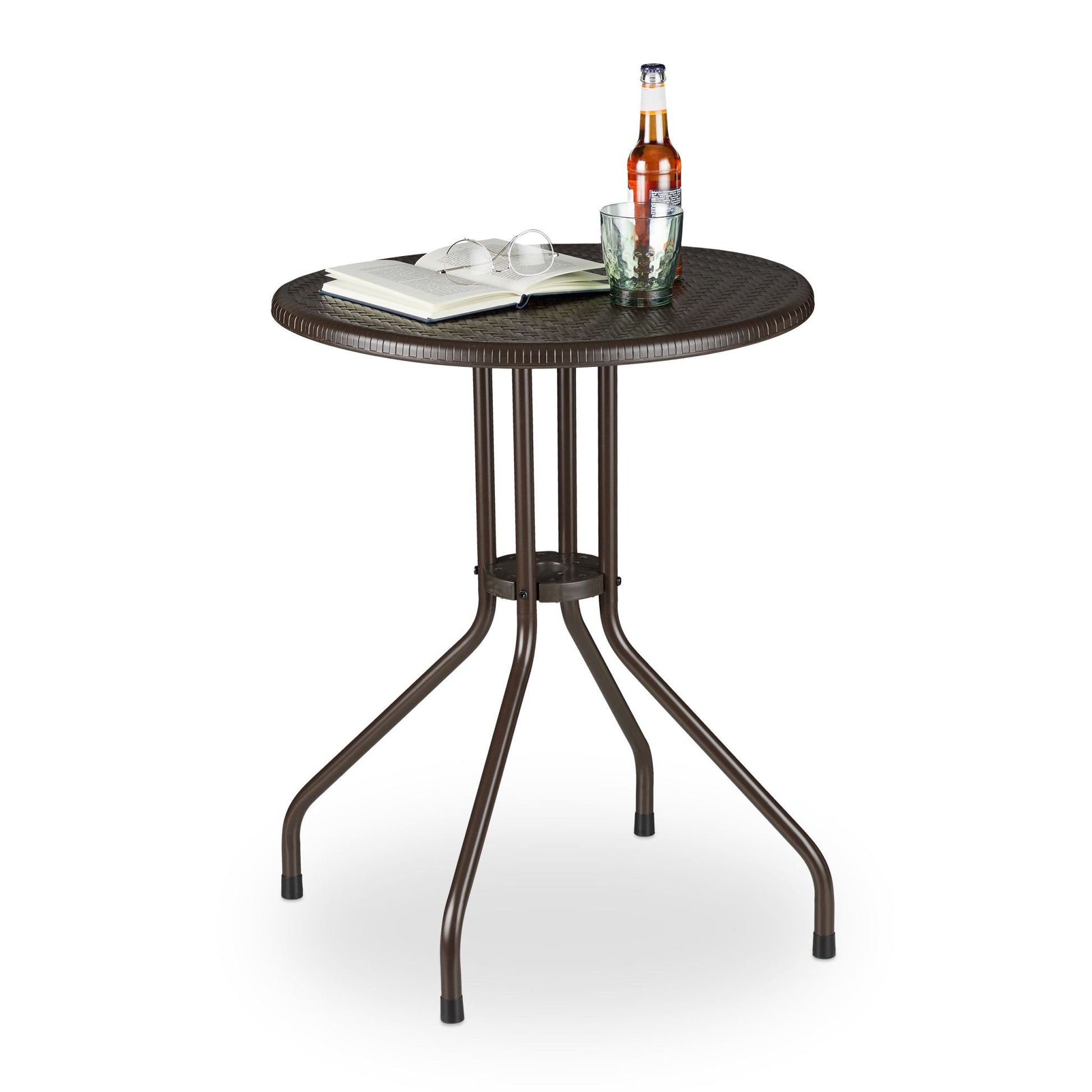 Gartentisch rund braun Dunkelbraun von Relaxdays
