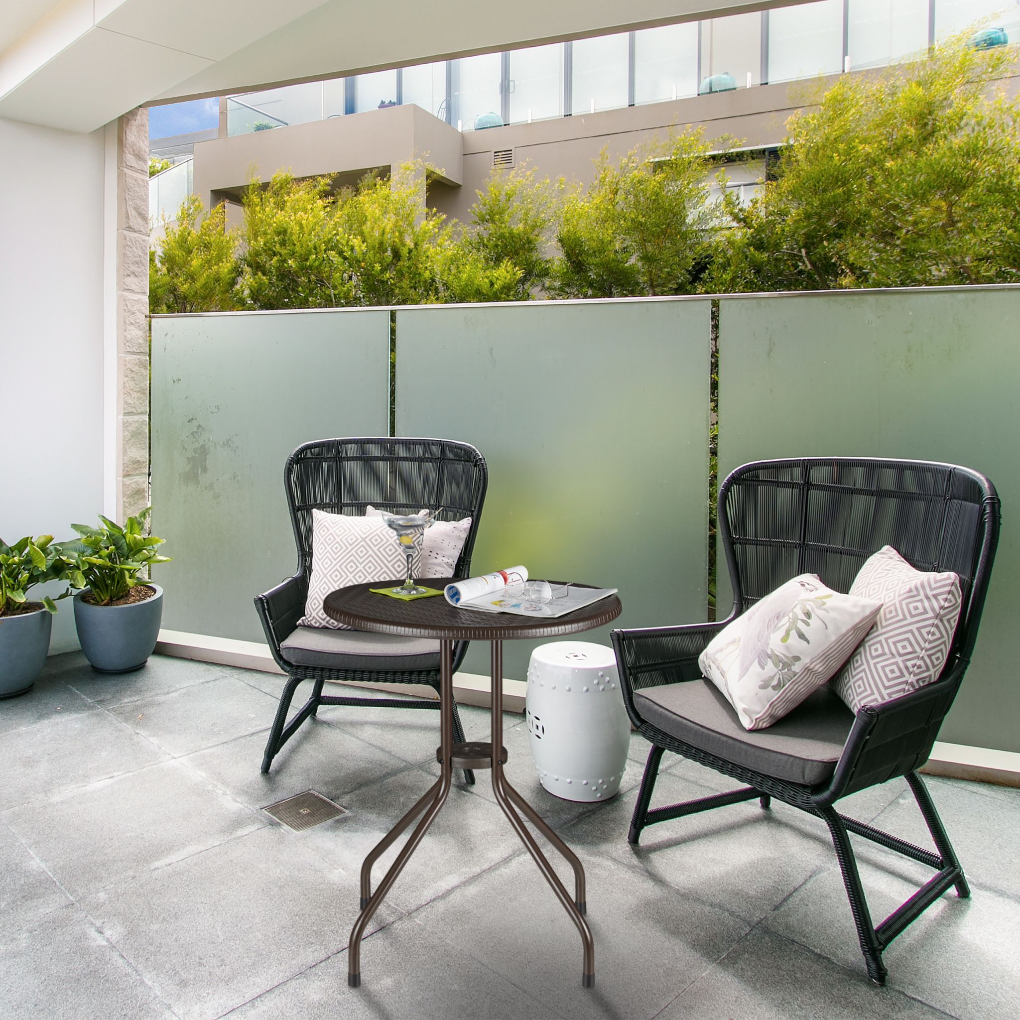 Gartentisch rund braun Dunkelbraun von Relaxdays
