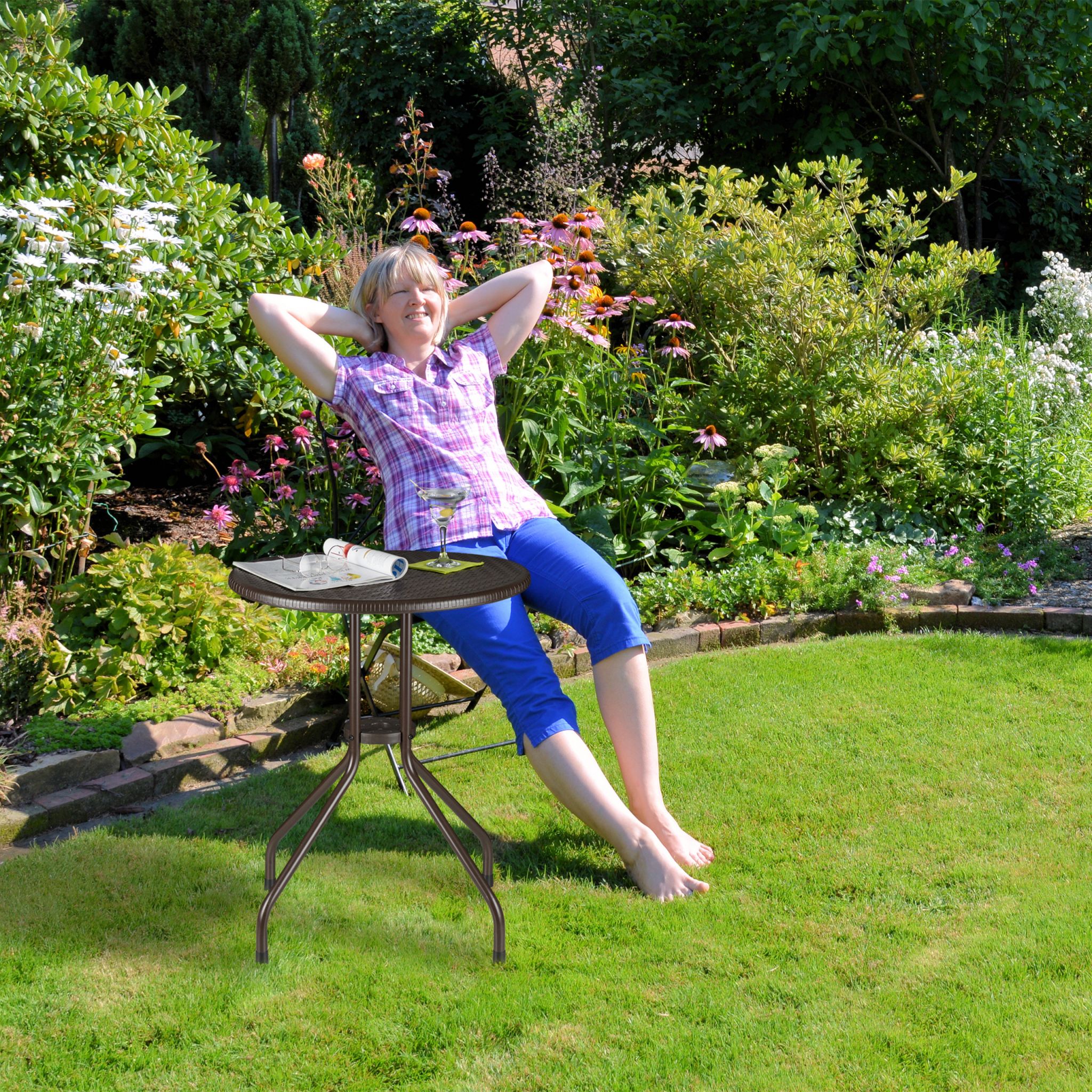 Gartentisch rund braun Dunkelbraun von Relaxdays
