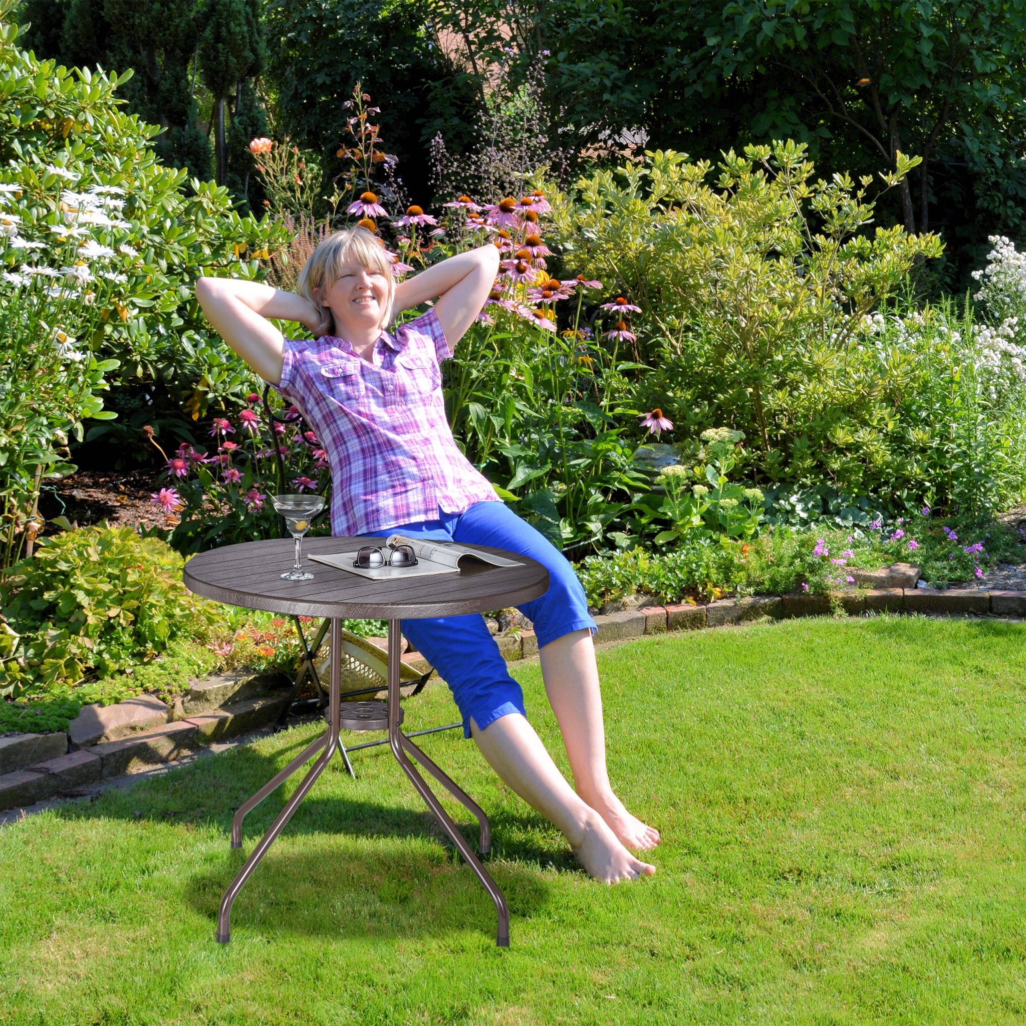 Gartentisch rund Braun