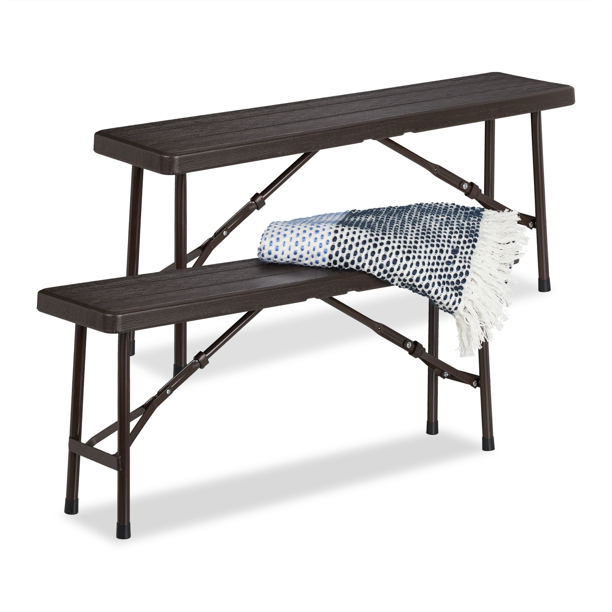 Bierbank 2er-Set Holzoptik Dunkelbraun von Relaxdays