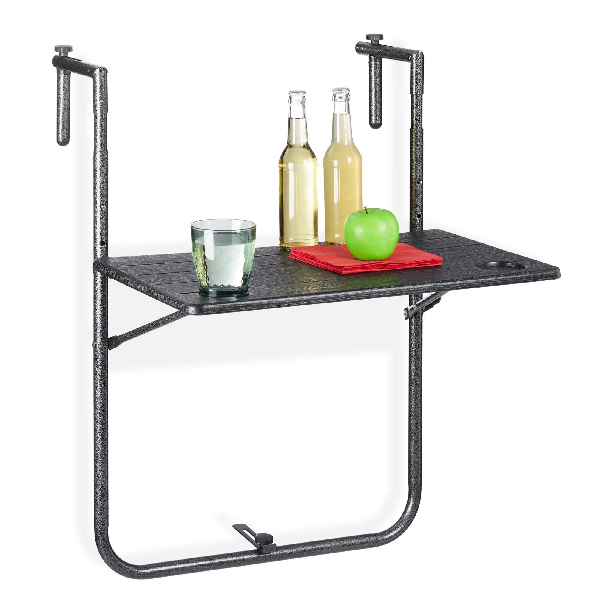 Balkonhängetisch klappbar Schwarz von Relaxdays