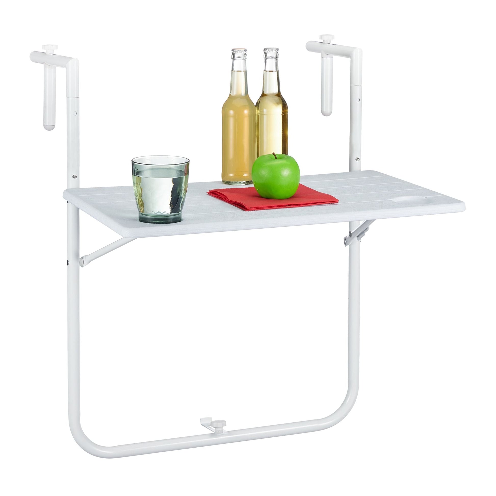 Balkon Hängetisch Holzoptik Weiss von Relaxdays