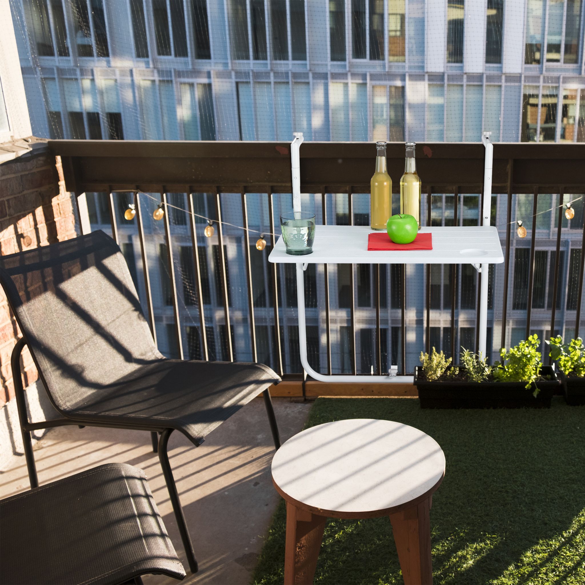Balkon Hängetisch Holzoptik Weiss von Relaxdays