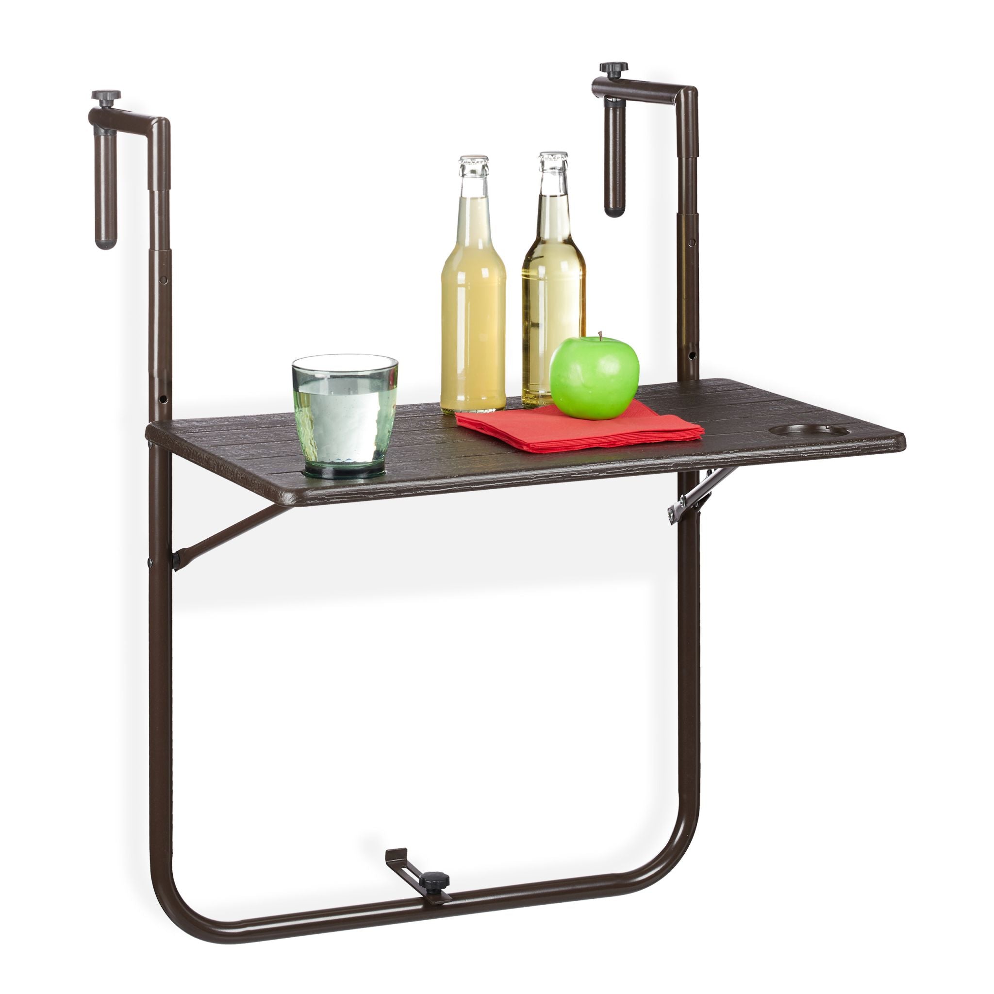Balkonhängetisch klappbar Dunkelbraun von Relaxdays