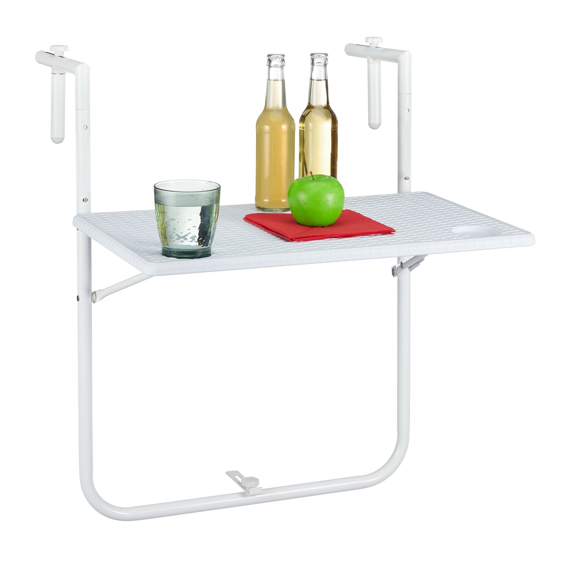Balkon Hängetisch Rattanoptik Weiss von Relaxdays