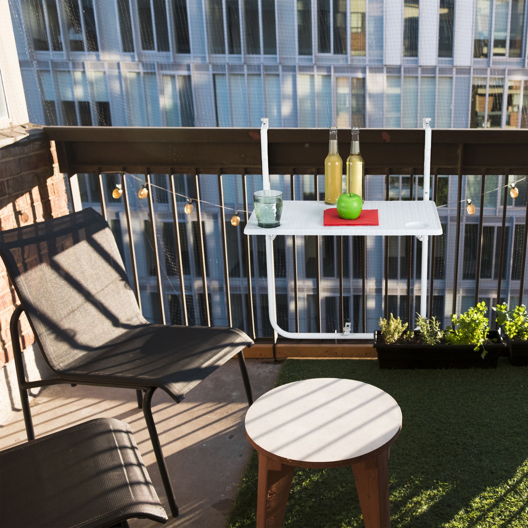 Balkon Hängetisch Rattanoptik Weiss von Relaxdays