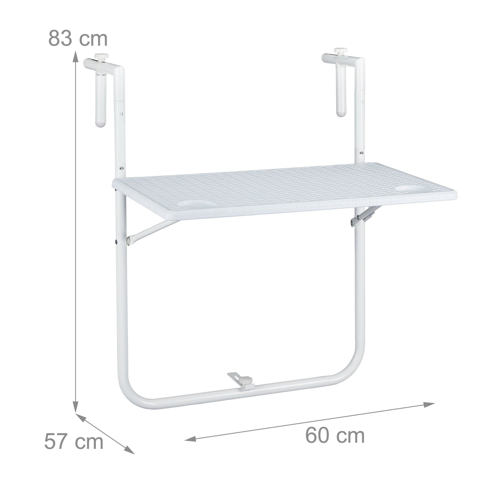 Balkon Hängetisch Rattanoptik Weiss von Relaxdays