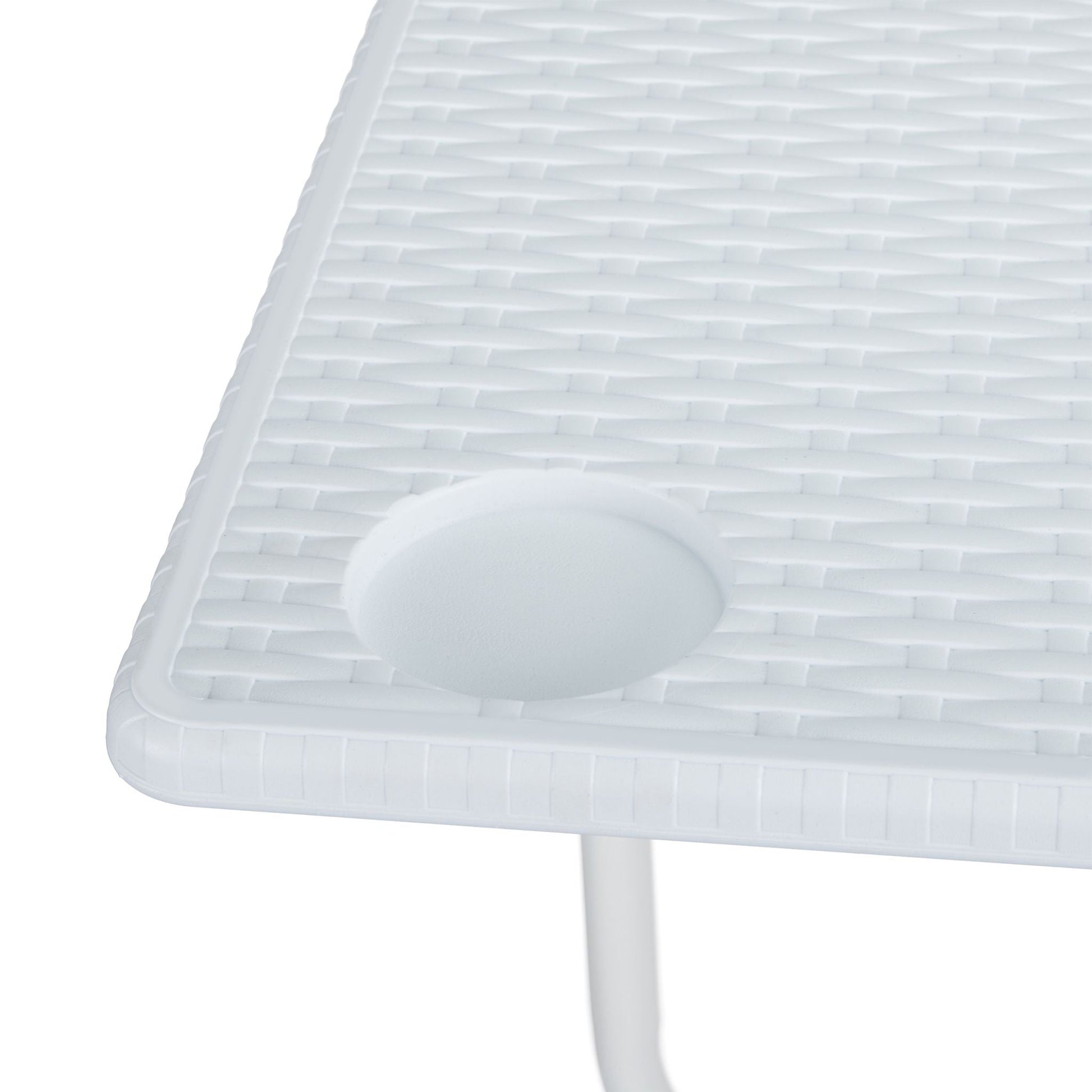 Balkon Hängetisch Rattanoptik Weiss von Relaxdays