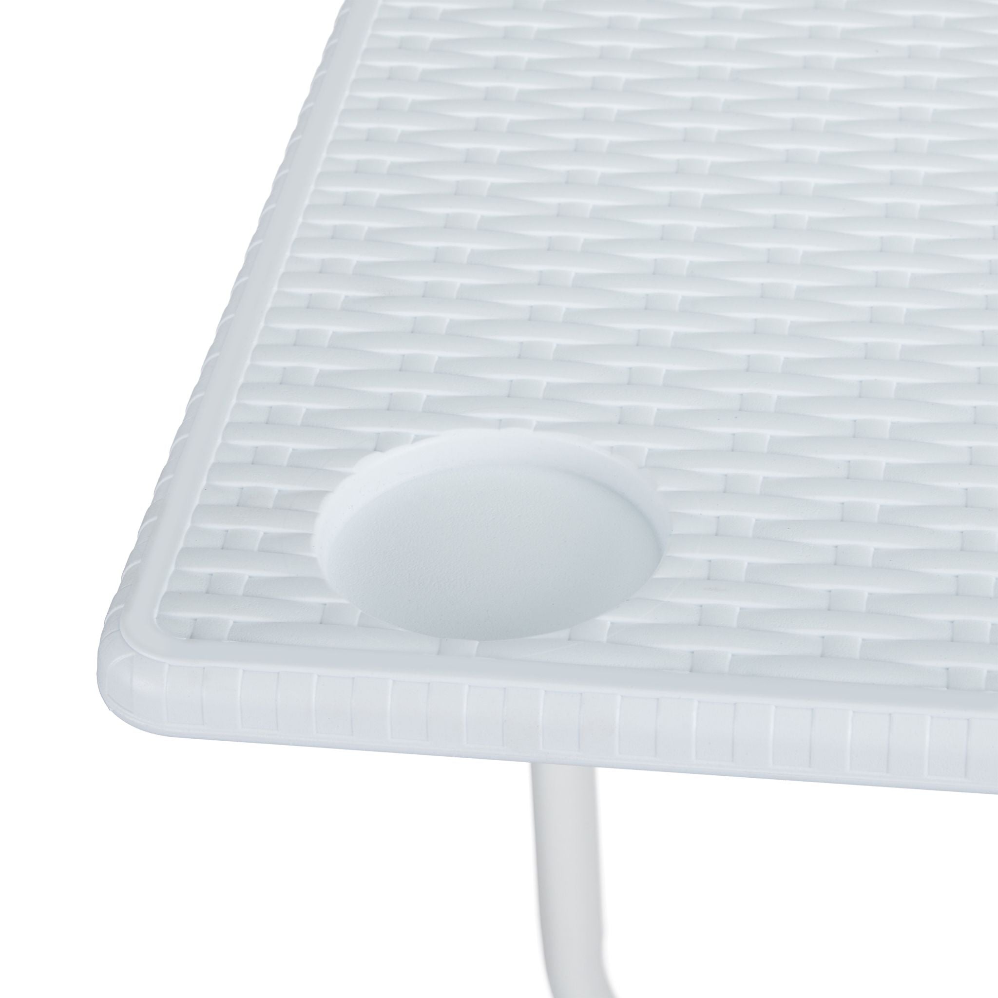 Balkon Hängetisch Rattanoptik Weiss von Relaxdays