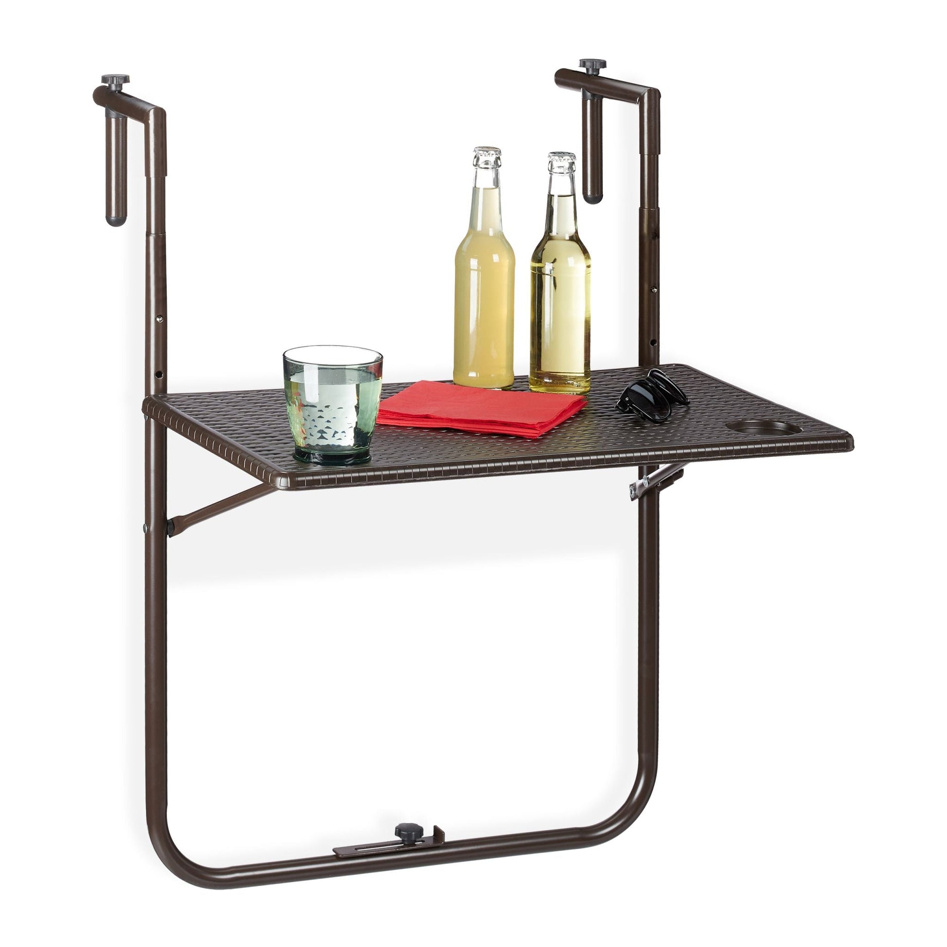 Balkonhängetisch klappbar in Braun Braun von Relaxdays