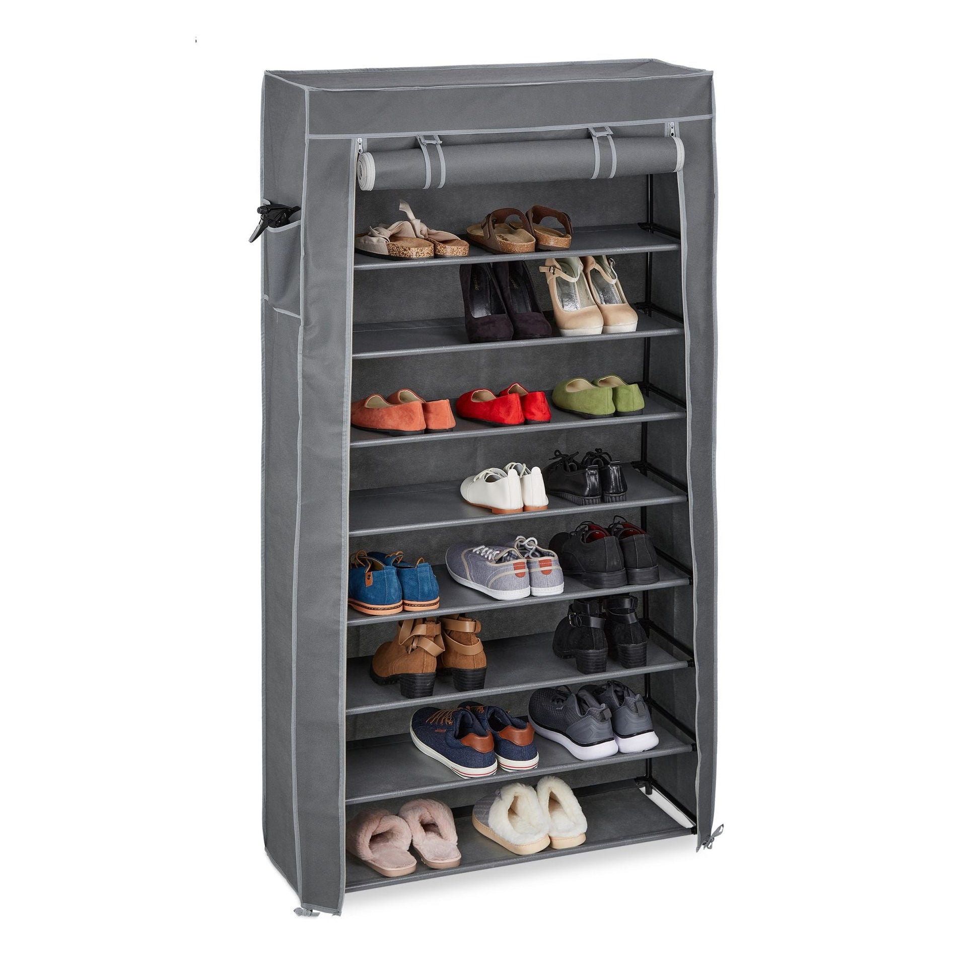 Schuhschrank Stoff 9 Fächer Grau von Relaxdays