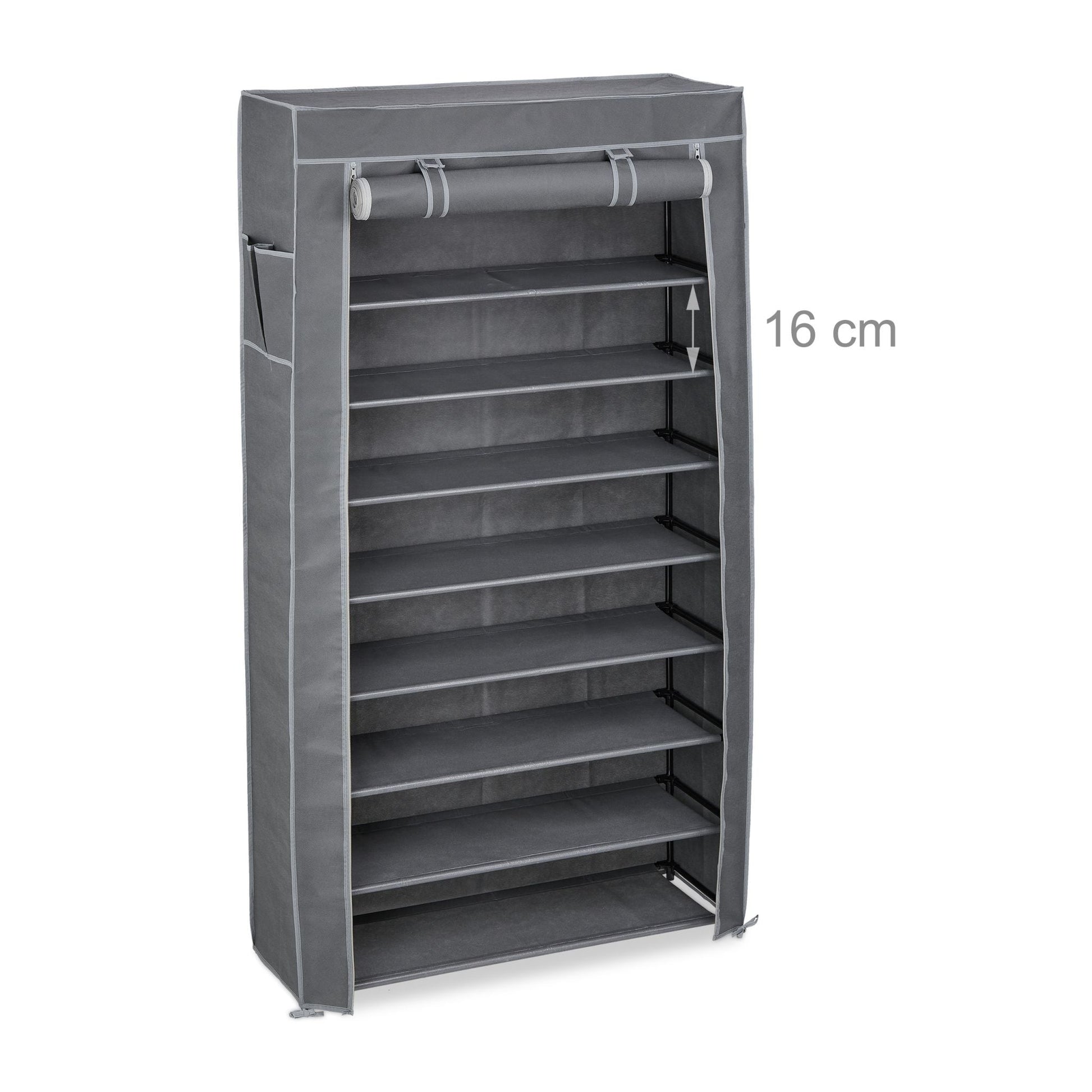 Schuhschrank Stoff 9 Fächer Grau von Relaxdays