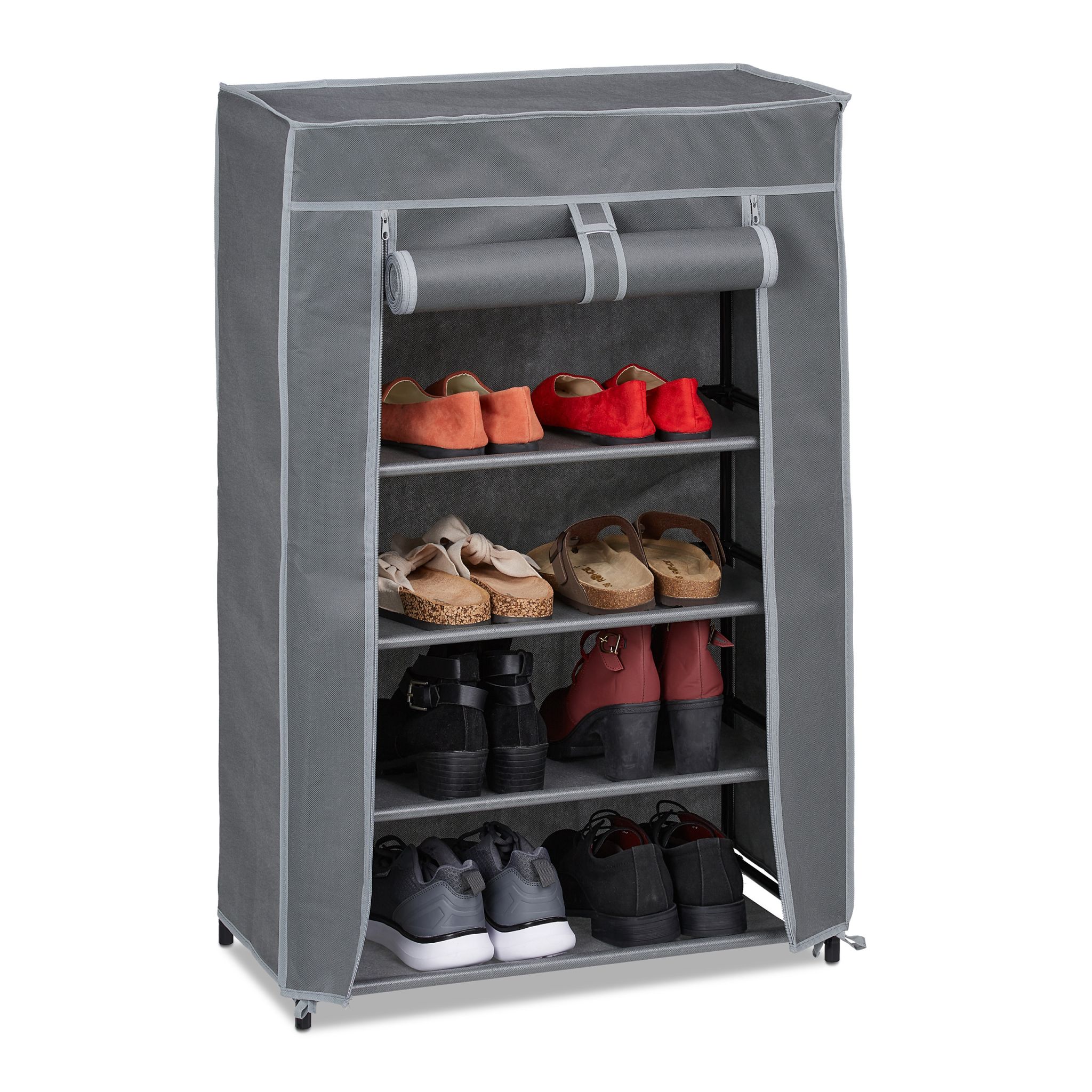Schuhschrank Stoff 5 Fächer Grau von Relaxdays