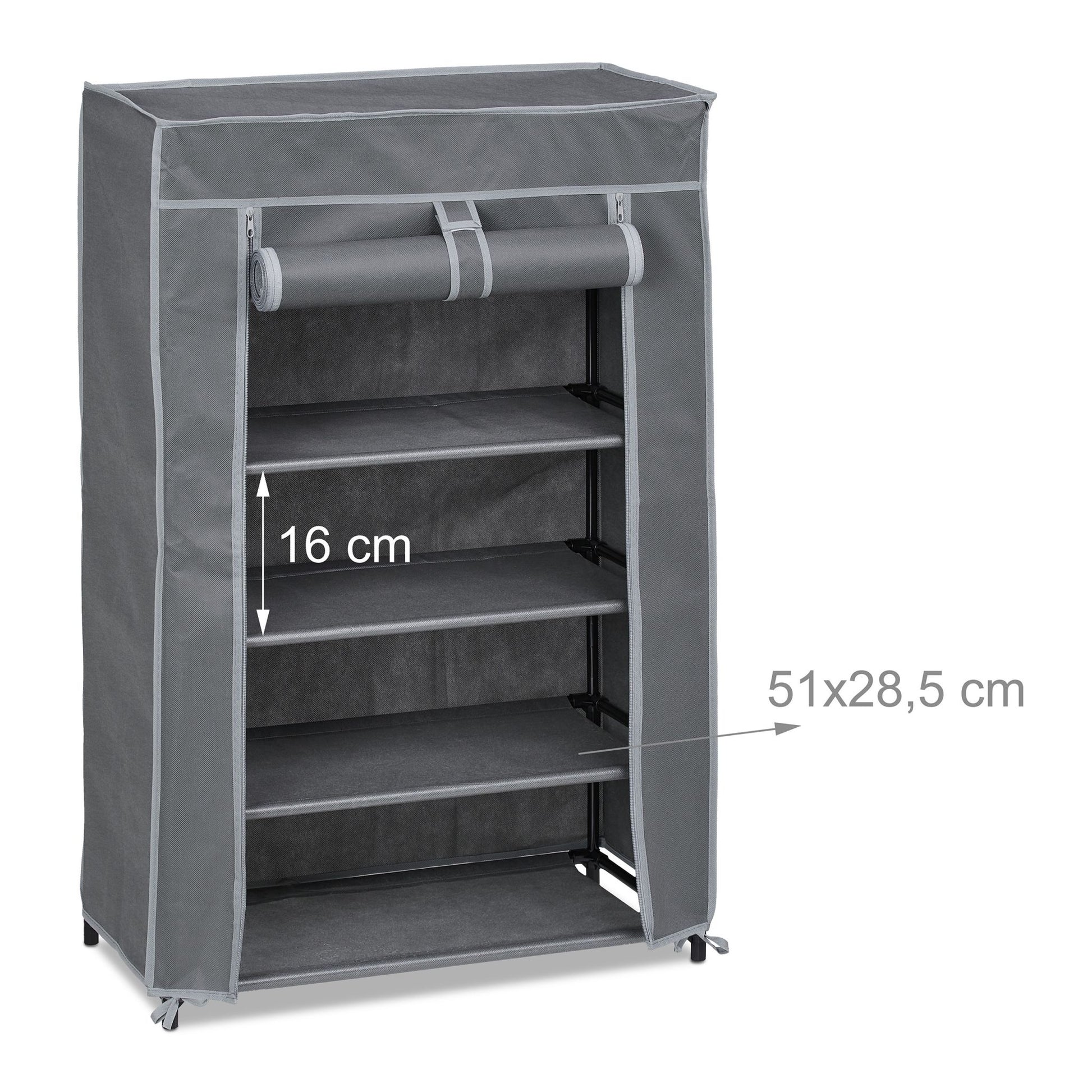 Schuhschrank Stoff 5 Fächer Grau von Relaxdays