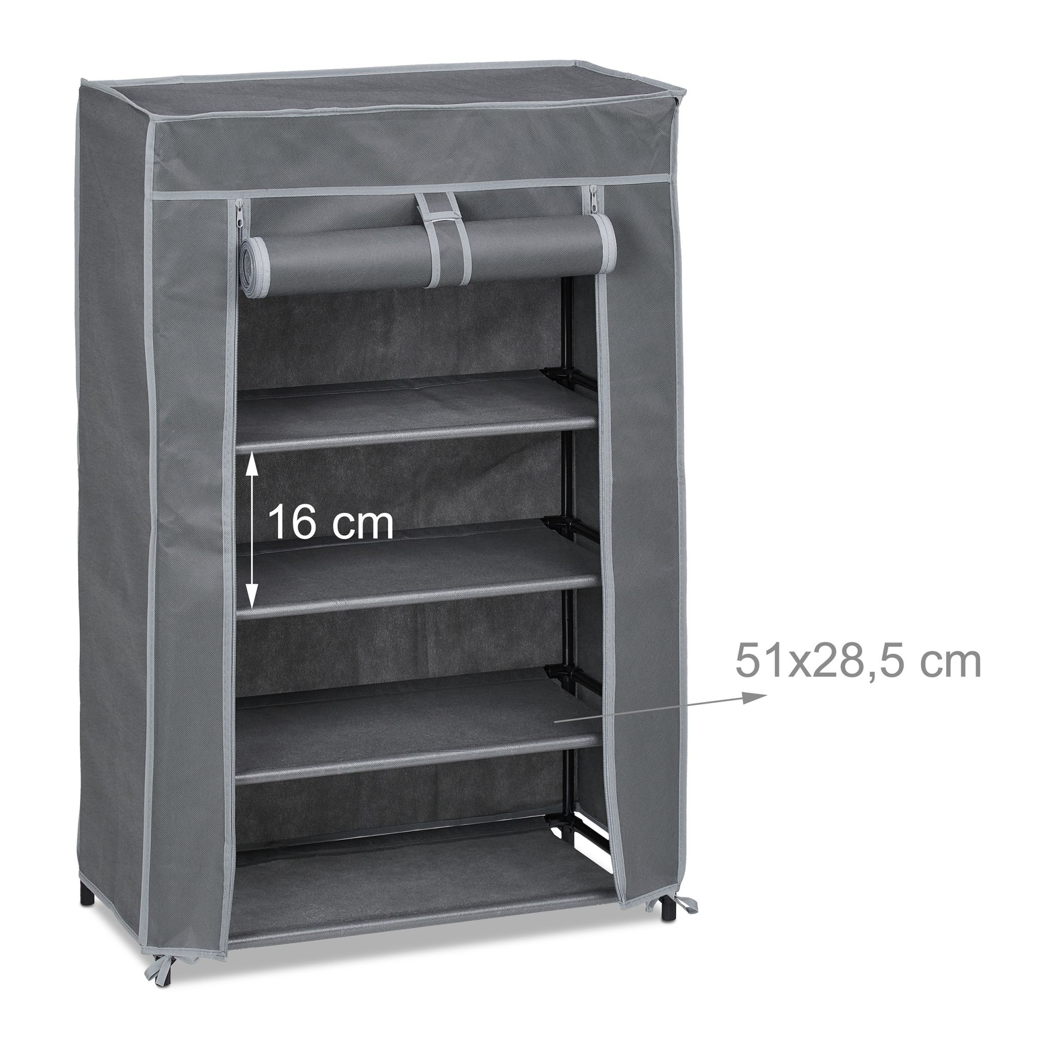 Schuhschrank Stoff 5 Fächer Grau von Relaxdays
