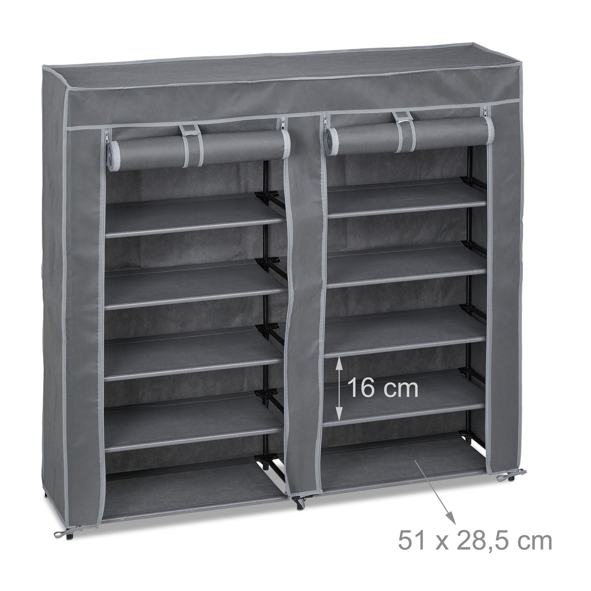 Schuhschrank Stoff 12 Fächer Grau von Relaxdays