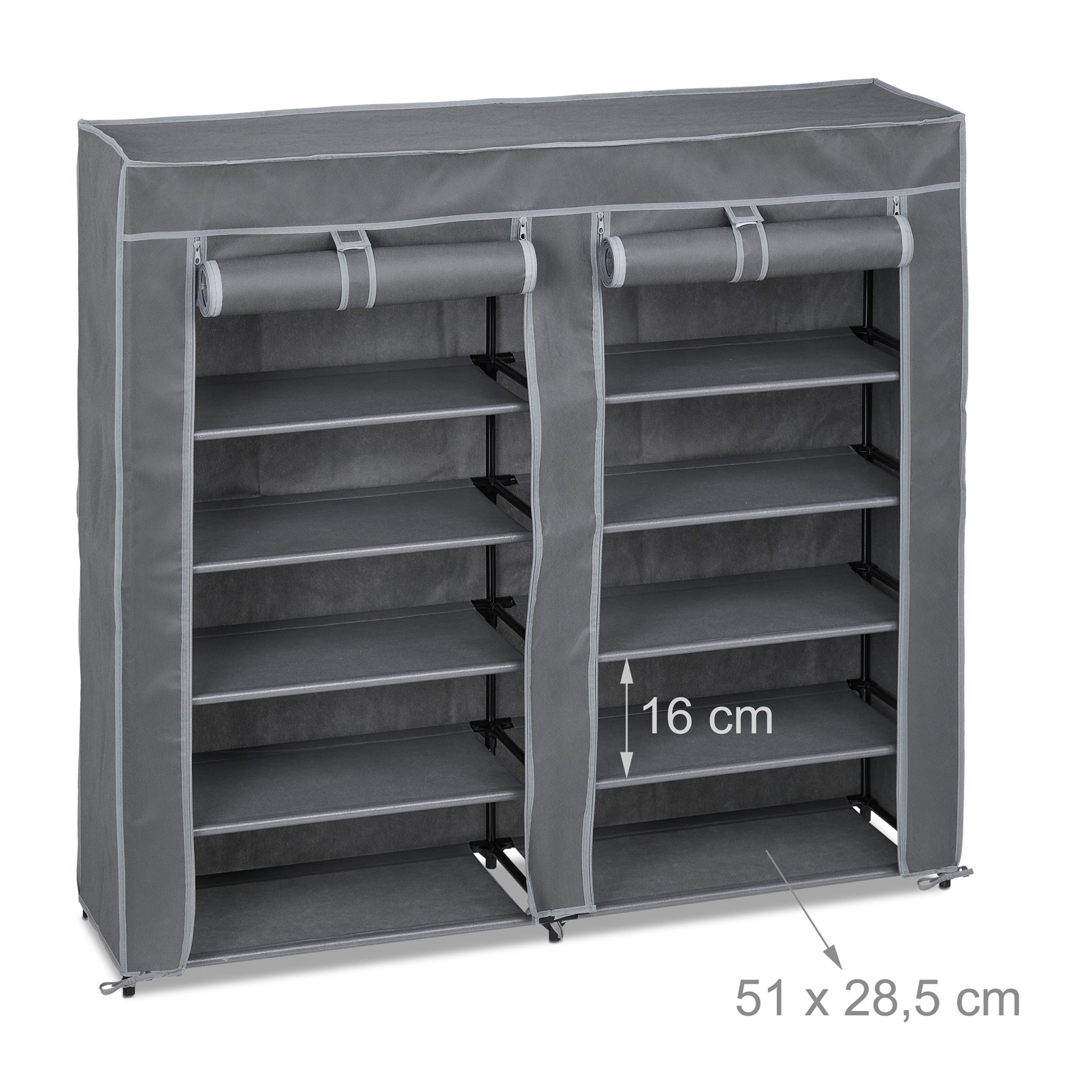 Schuhschrank Stoff 12 Fächer Grau von Relaxdays
