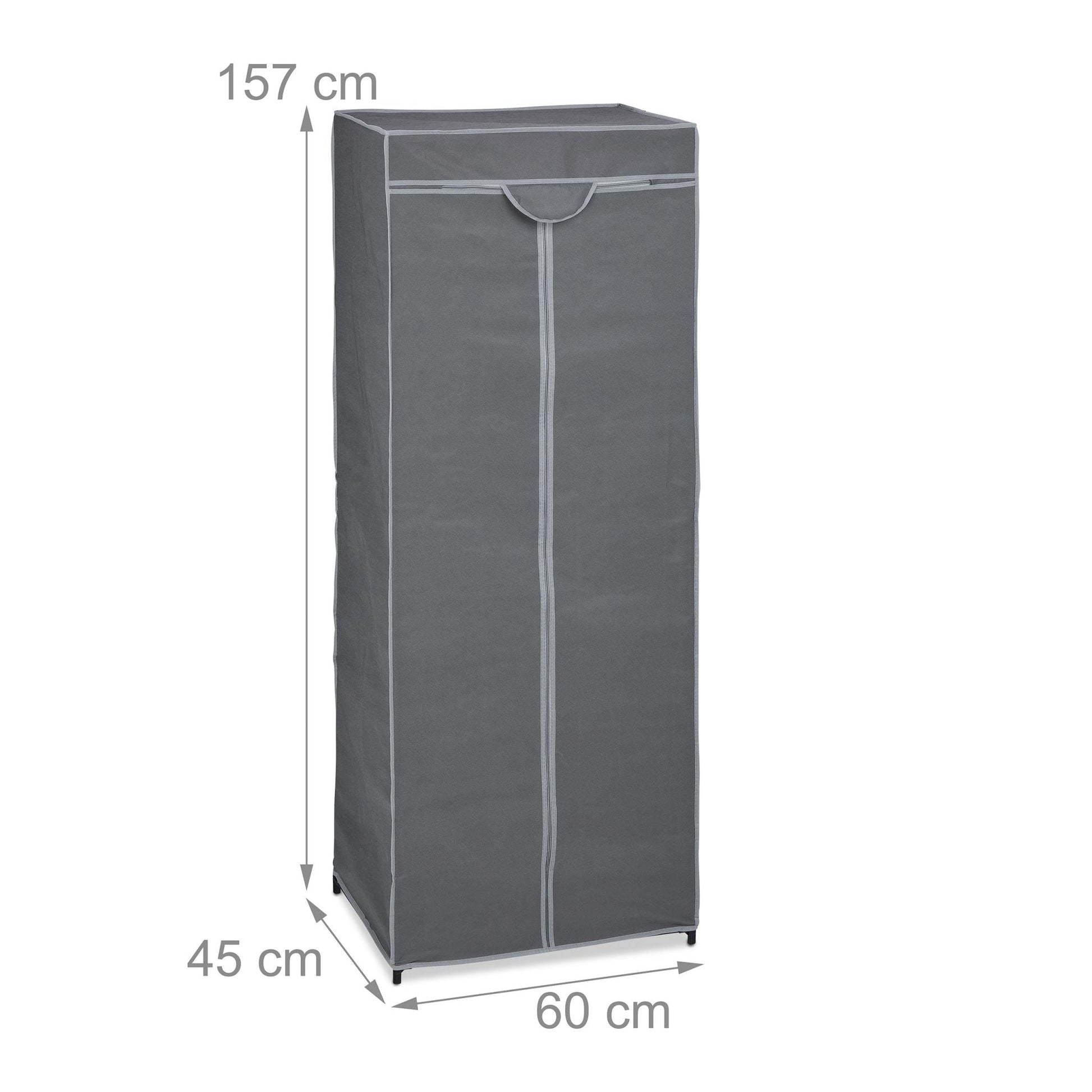 Stoffschrank mit Kleiderstange Grau von Relaxdays