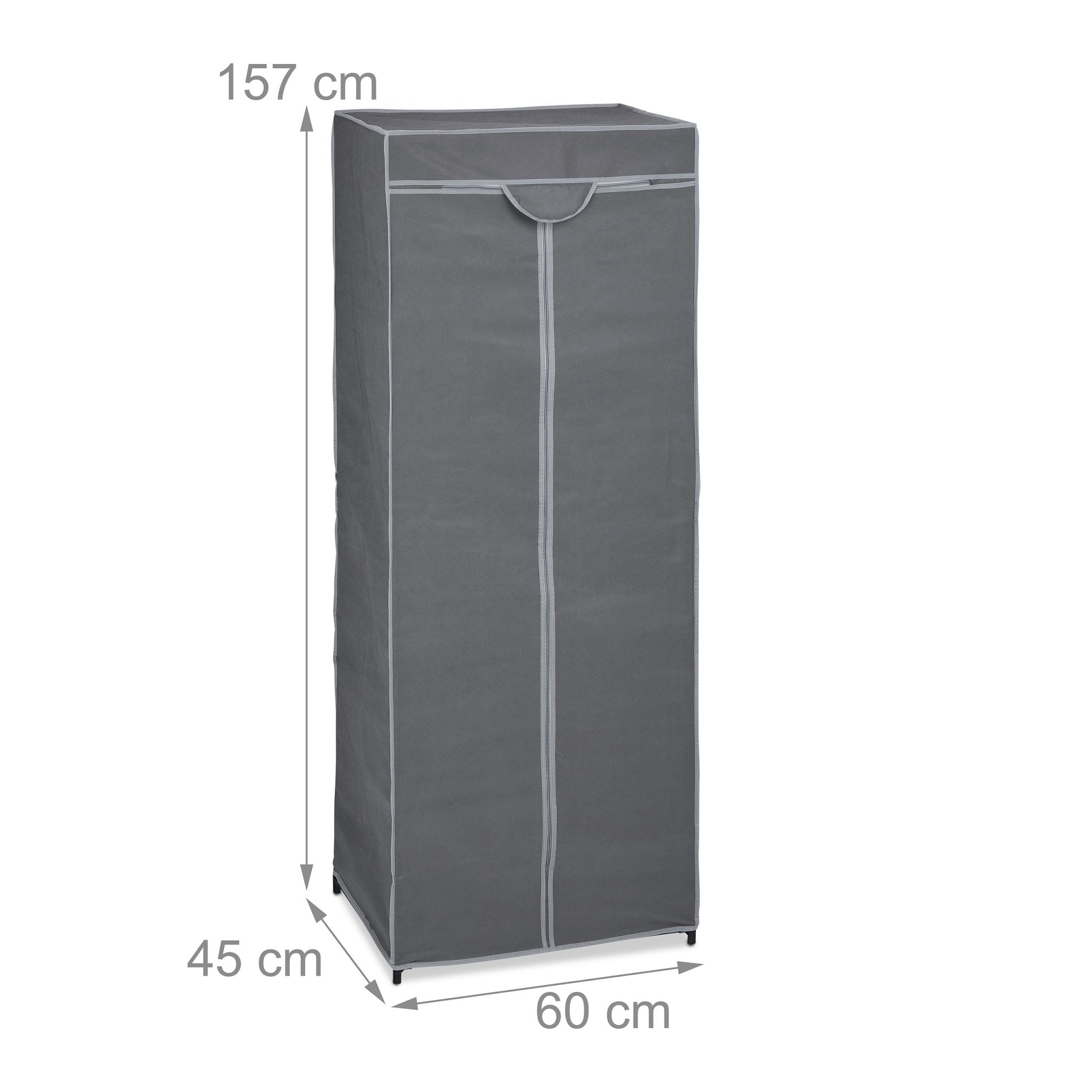 Stoffschrank mit Kleiderstange Grau von Relaxdays